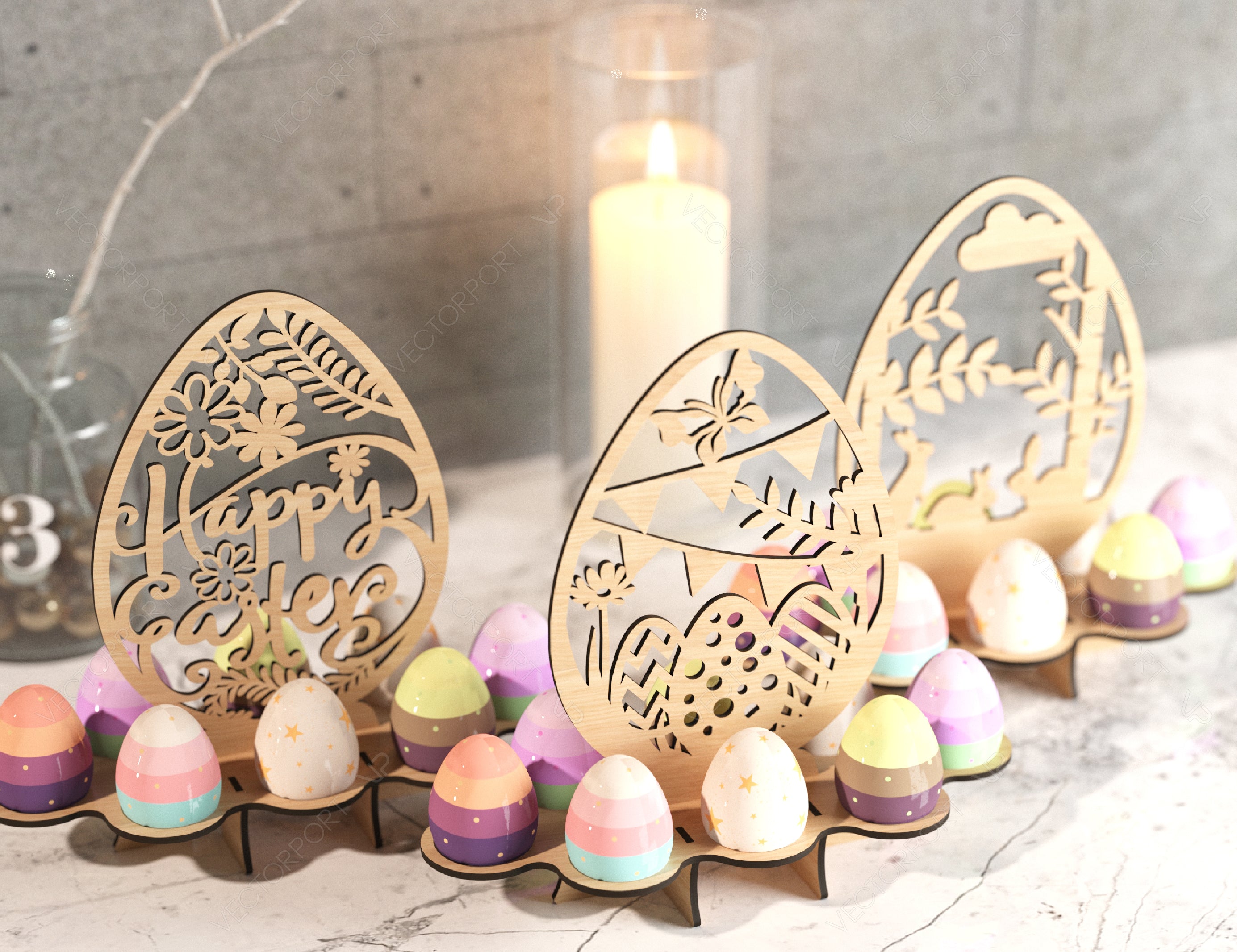 Easter Ornaments Egg Stand SVG bundle Bunny Egg Tray Holder stand Digital Download |#179|