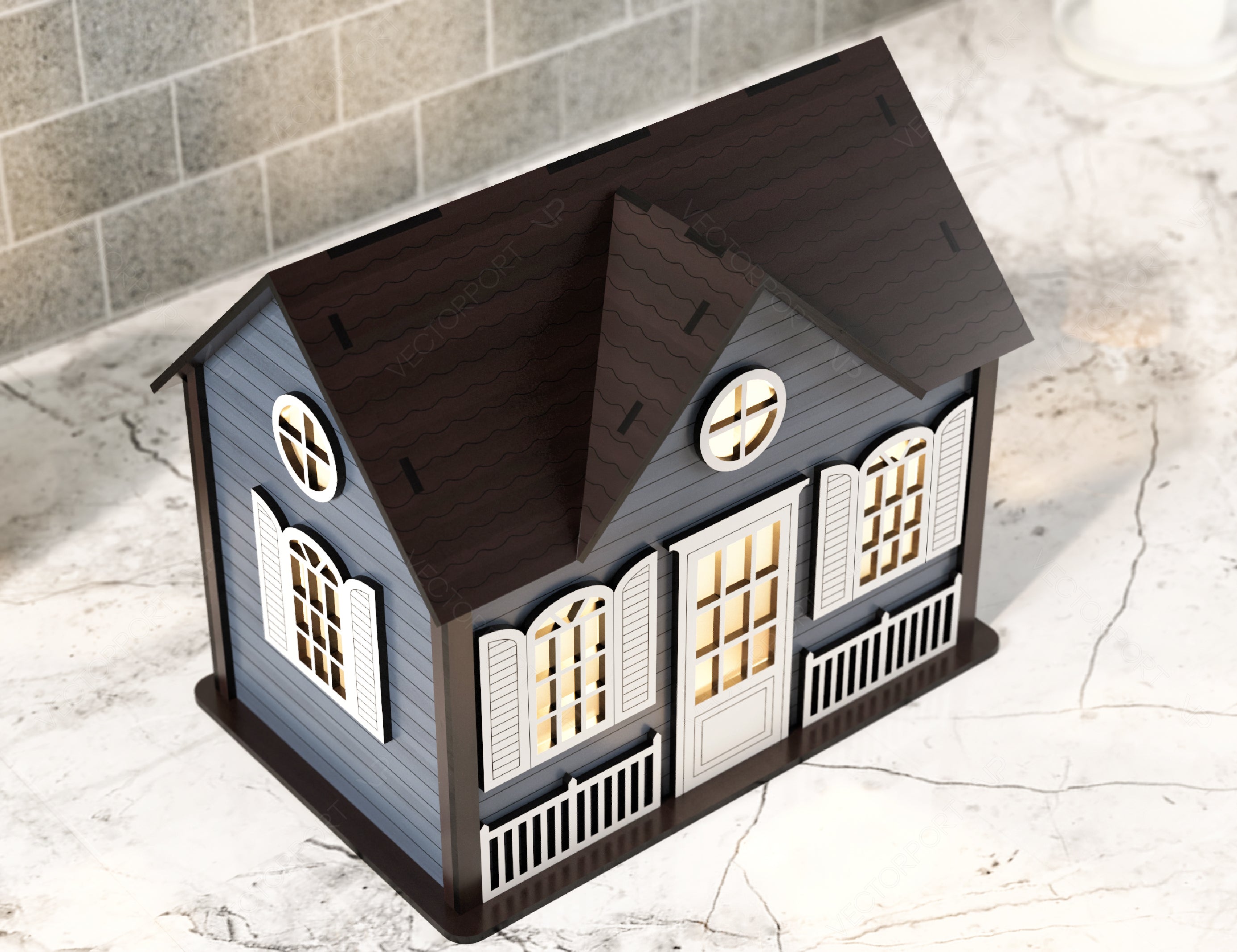 Wooden House Laser Cut Night Light Lamp Mdf Laser Cutting Home Lampshade Table Candle Holder Tea light SVG |#U179|