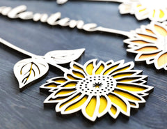 Sunflower Personalized Laser Cut Out stick with tag for laser cutting Art Valentine Day Flower with name editable Digital Download |#U180|