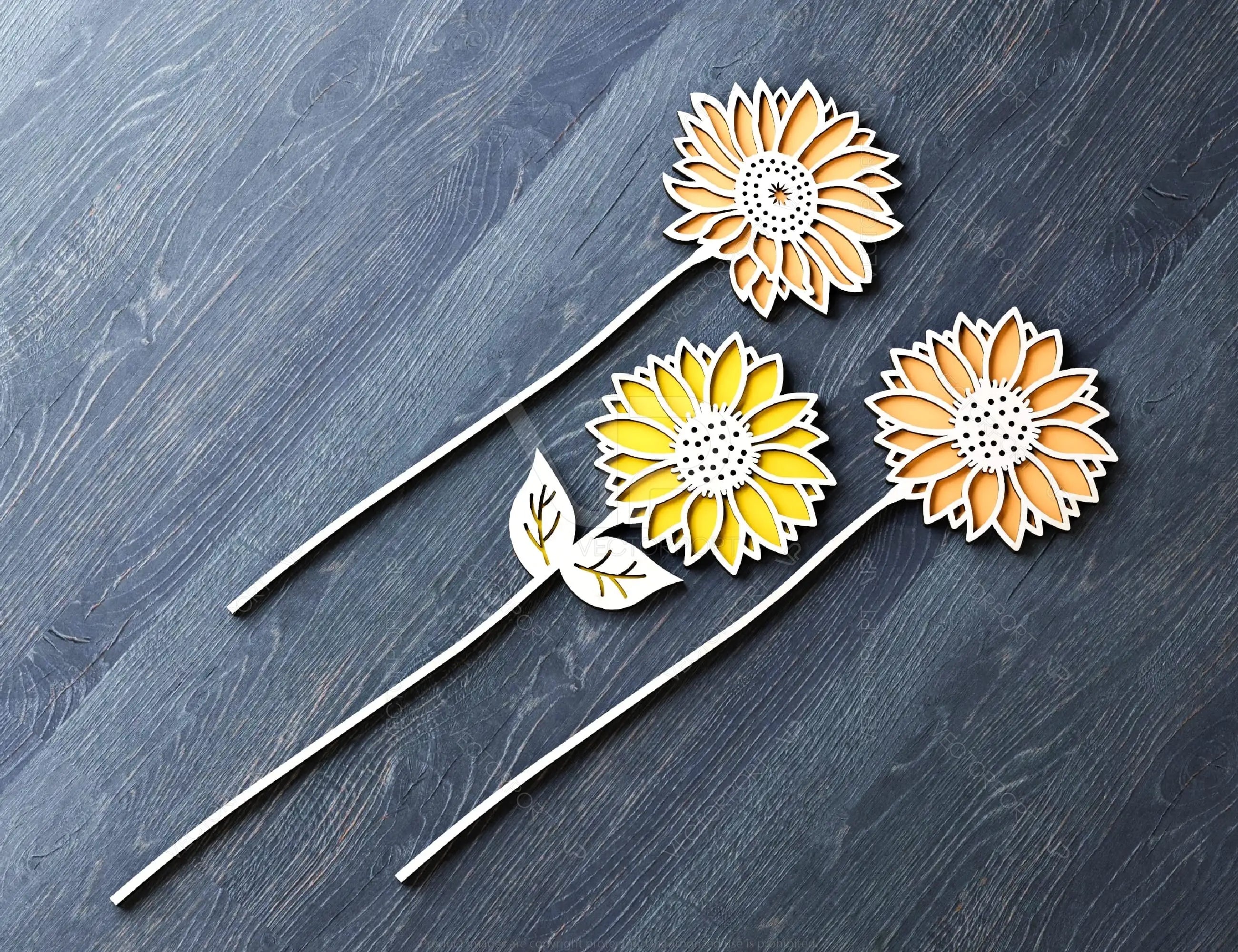 Sunflower Personalized Laser Cut Out stick with tag for laser cutting Art Valentine Day Flower with name editable Digital Download |#U180|