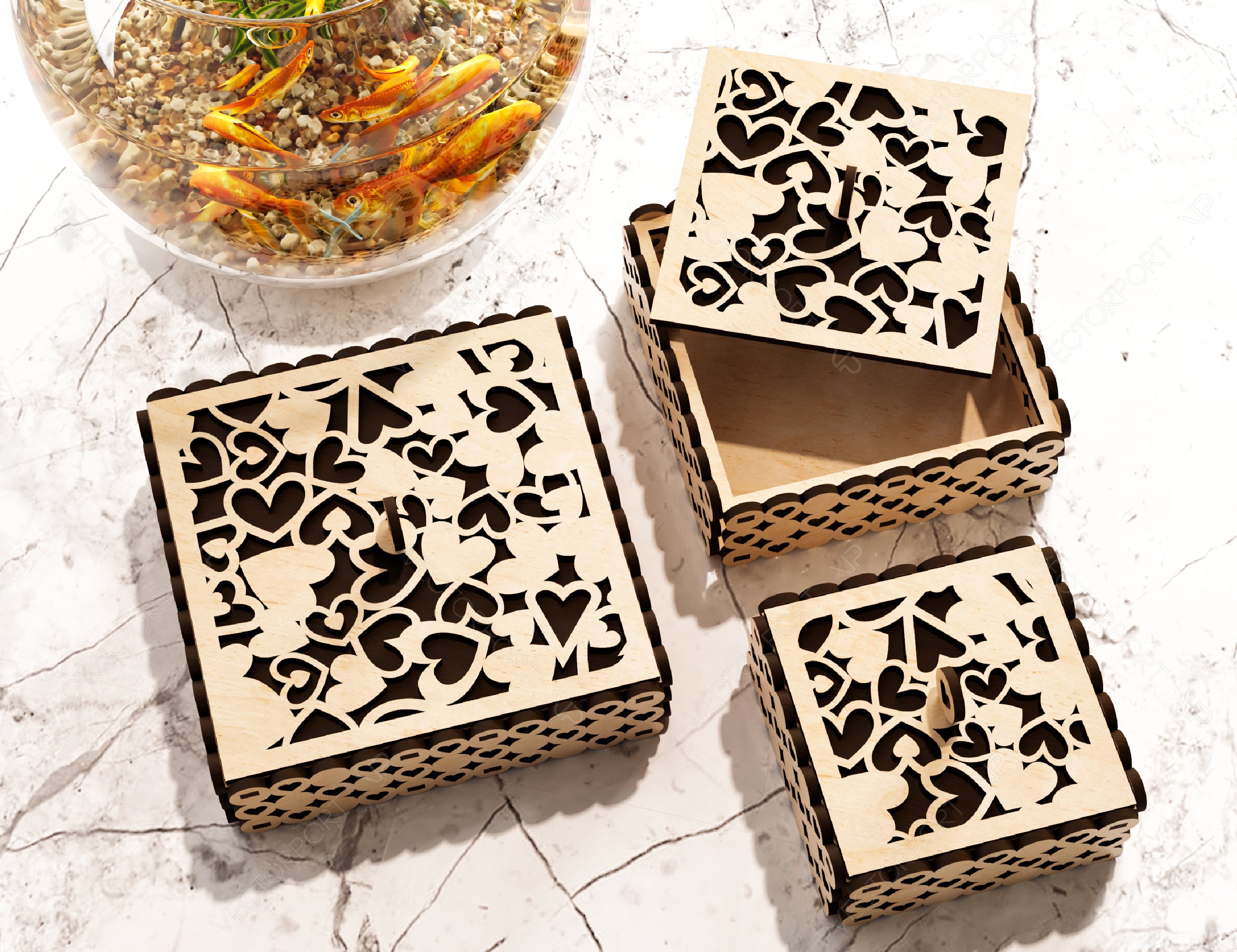 Heart Pattern Wooden Gift Box Jewelry laser cut Box template Wedding Love story Digital Download | SVG, DXF |#U181|