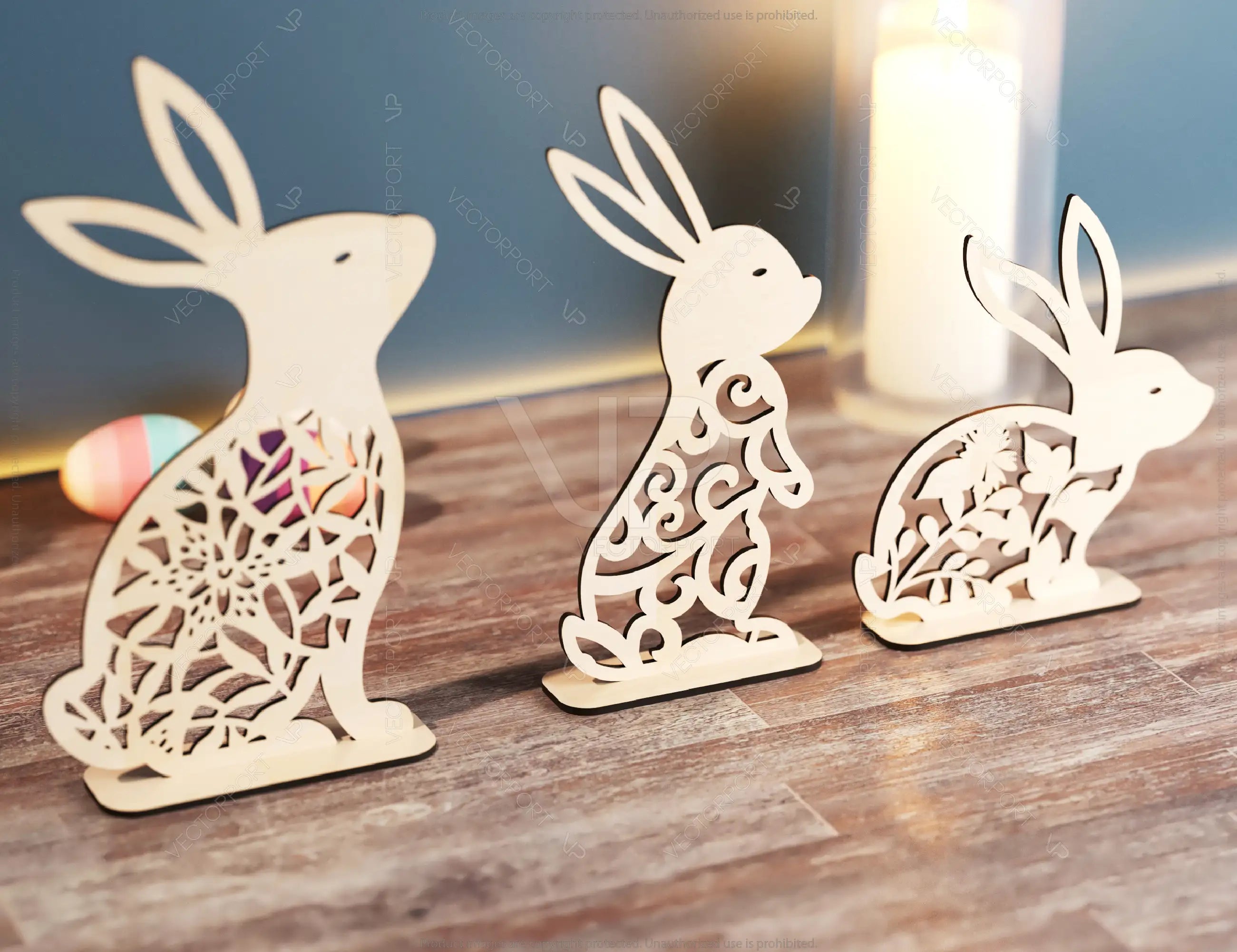 Standing Bunny Easter Ornaments Easter Laser Cut Files Bunny SVG bundle Floral rabbit Digital Download |#181|