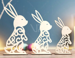 Standing Bunny Easter Ornaments Easter Laser Cut Files Bunny SVG bundle Floral rabbit Digital Download |#181|