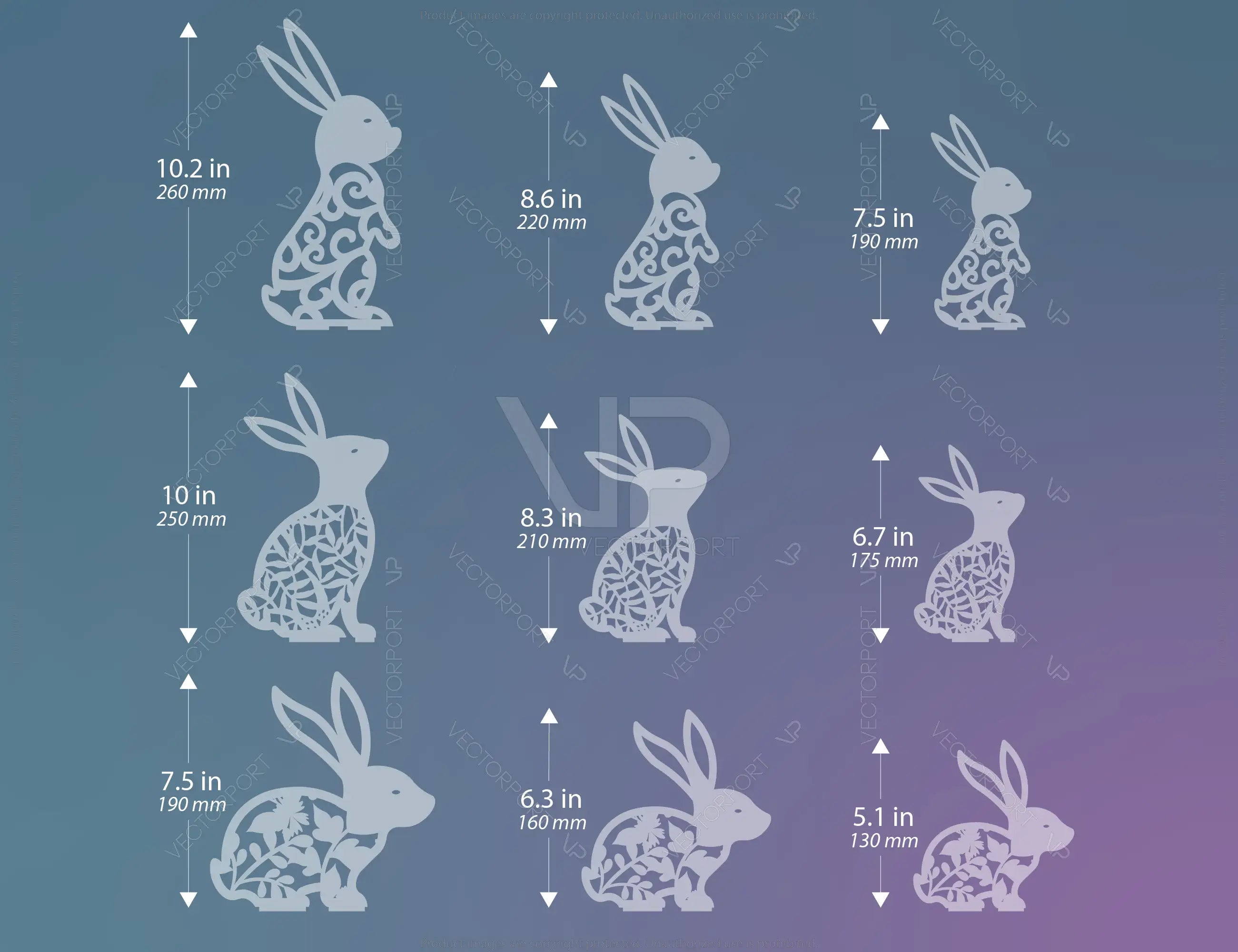 Standing Bunny Easter Ornaments Easter Laser Cut Files Bunny SVG bundle Floral rabbit Digital Download |#181|