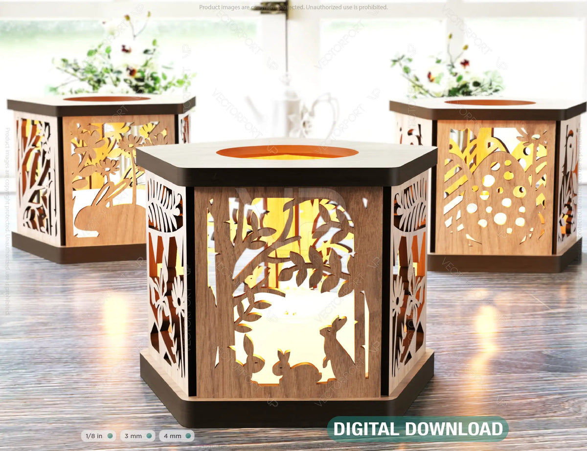 Easter Template Candle Holder Laser Cut Lamp plywood Tea light Lantern Votive Gift  Wooden table Digital Download SVG |#183|