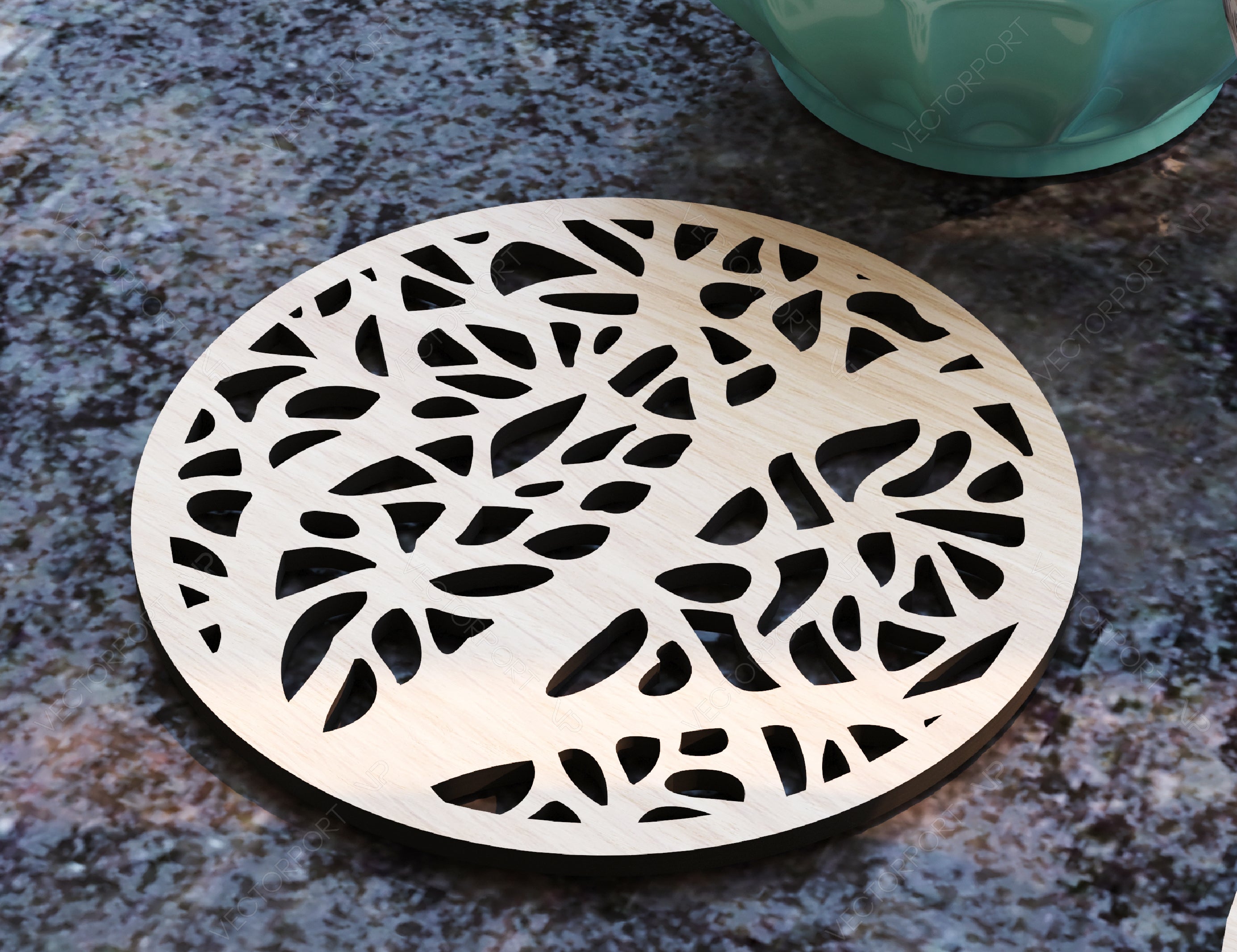 Round Laser Cut Wood Coasters Drink Tea Coffee Cup Mat Pad Placemat Tableware Digital Download | SVG, DXF |#U183|