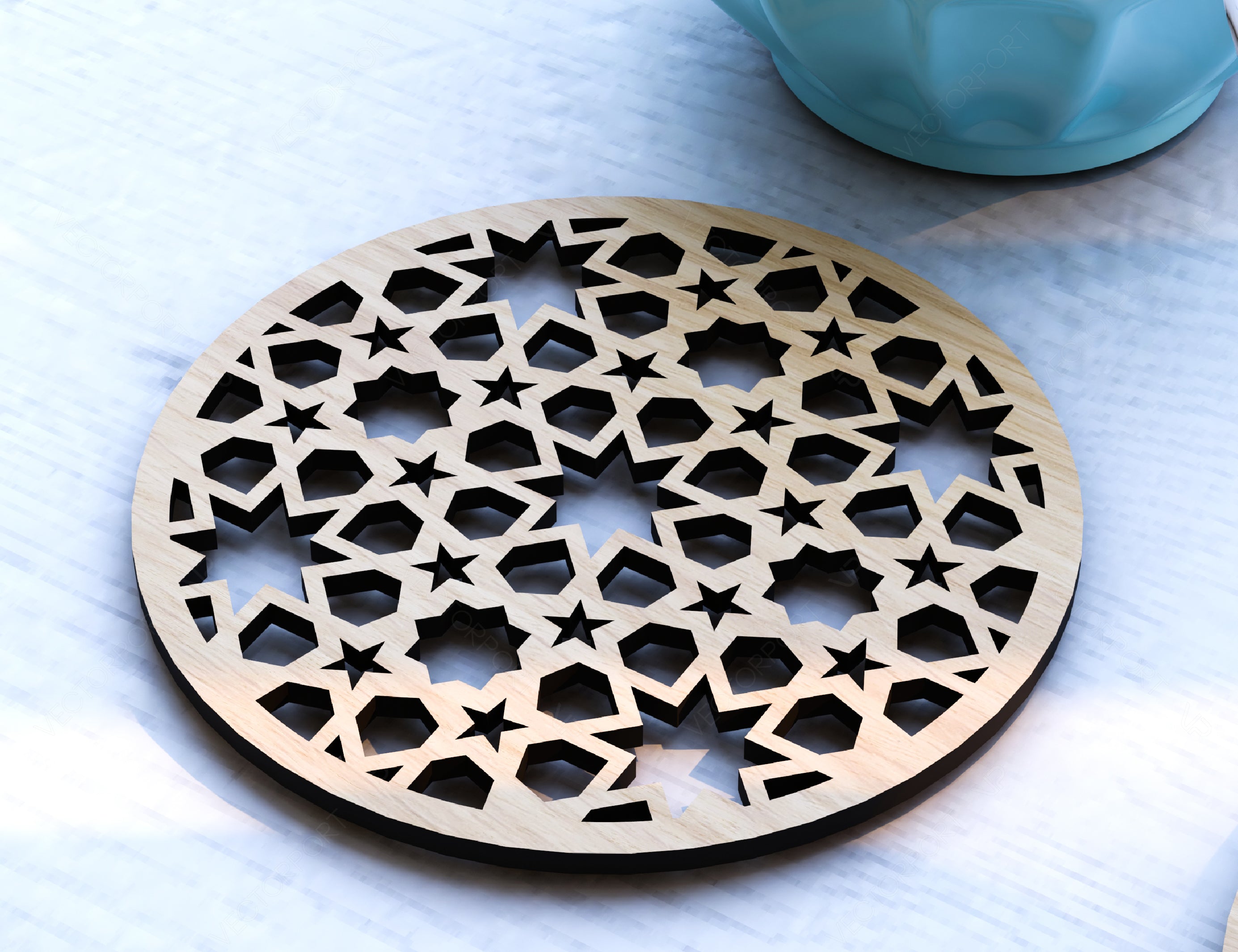 Round Laser Cut Wood Coasters Drink Tea Coffee Cup Mat Pad Placemat Tableware Digital Download | SVG, DXF |#U186|