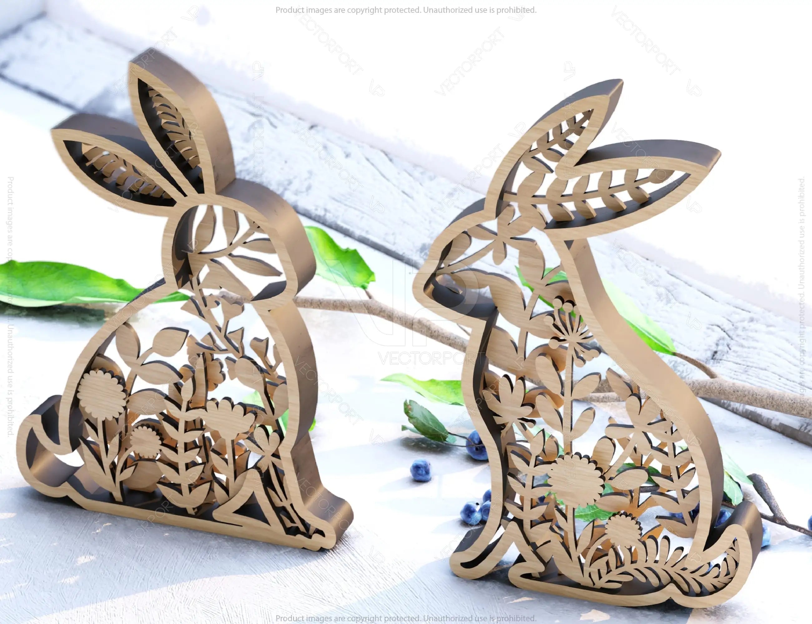 Easter Laser Cut Files Rabbits SVG layered bundle, Floral Bunny multilayer Digital Download |#U187|