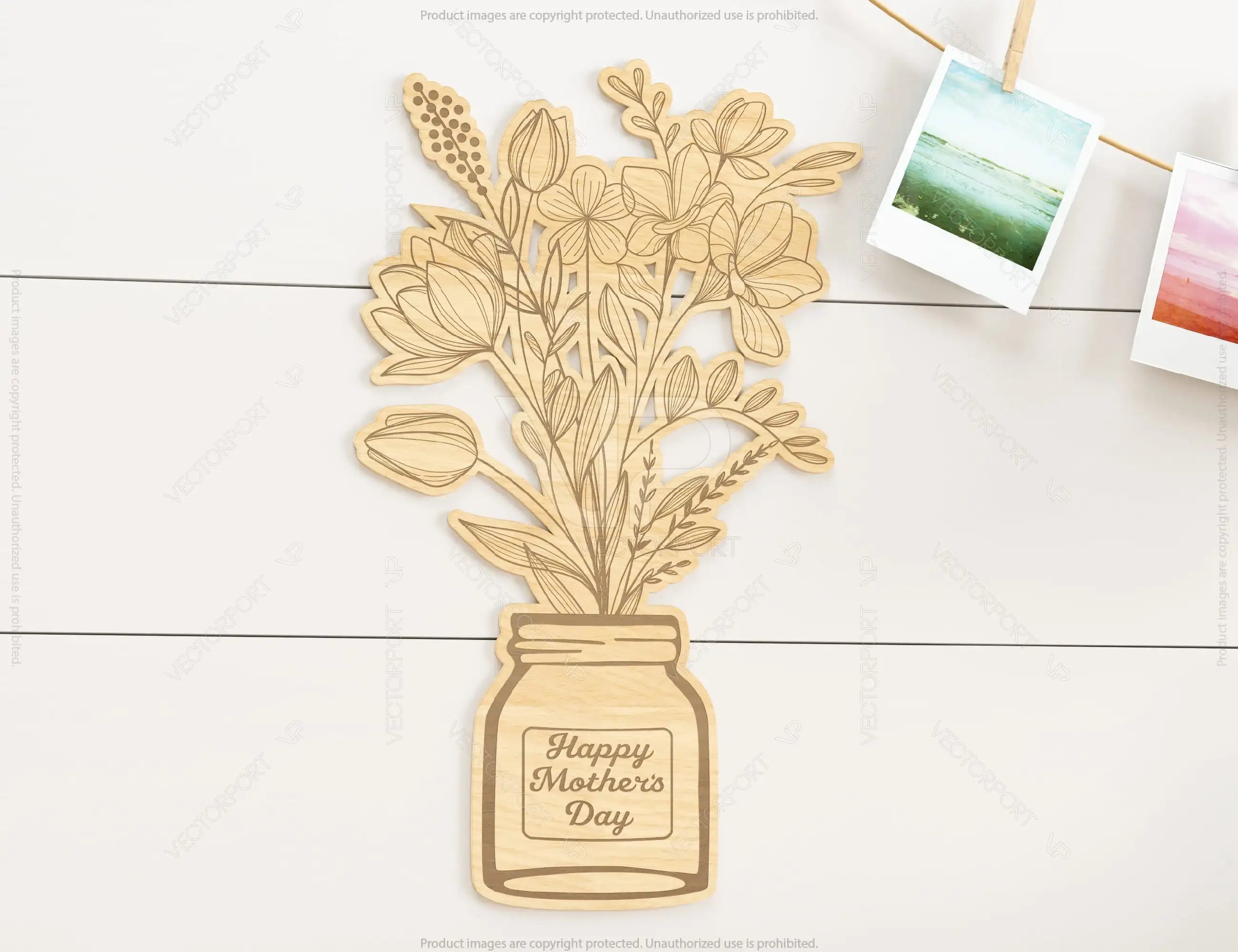 Personalized Standing Pot Flowers for Mom, Mother’s day gift laser cut SVG plan, Customizable Engraving Diy gift Digital Download |#187|