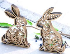 Easter Laser Cut Files Rabbits SVG layered bundle, Floral Bunny multilayer Digital Download |#U187|