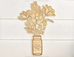 Personalized Standing Pot Flowers for Mom, Mother’s day gift laser cut SVG plan, Customizable Engraving Diy gift Digital Download |#188|