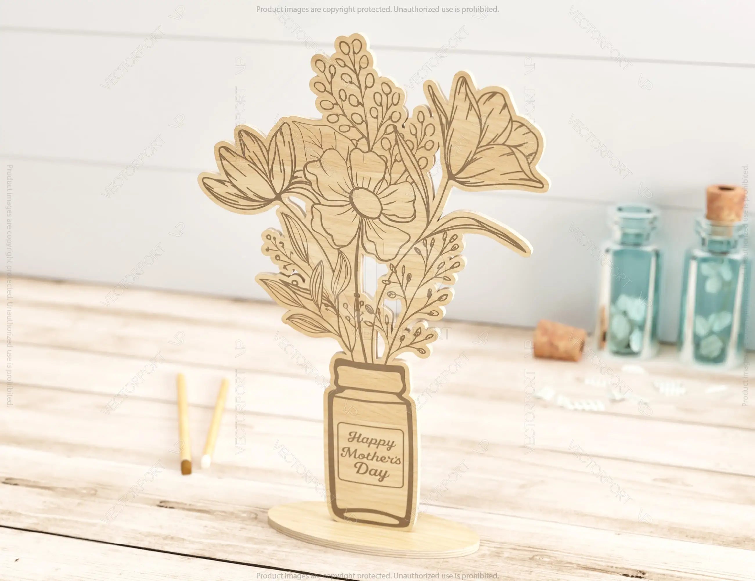 Personalized Standing Pot Flowers for Mom, Mother’s day gift laser cut SVG plan, Customizable Engraving Diy gift Digital Download |#188|