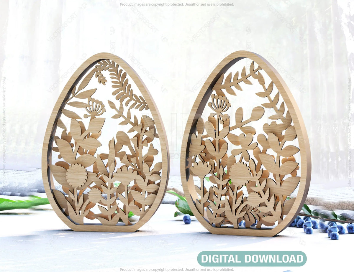 Easter Laser Cut Files Egg SVG layered bundle, Floral eggs multilayer Digital Download |#U189|