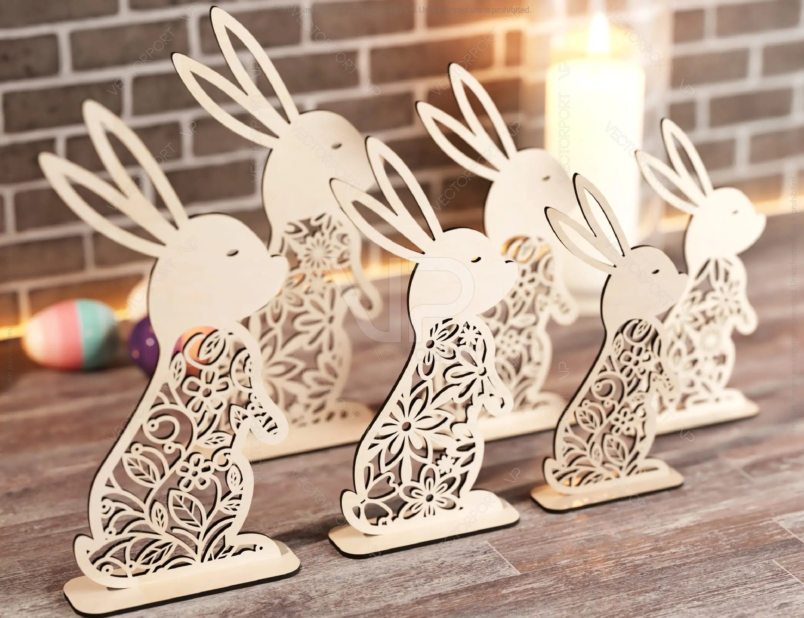 Standing Easter Ornaments Easter Laser Cut Files Bunny SVG bundle Floral rabbit Digital Download |#U193|