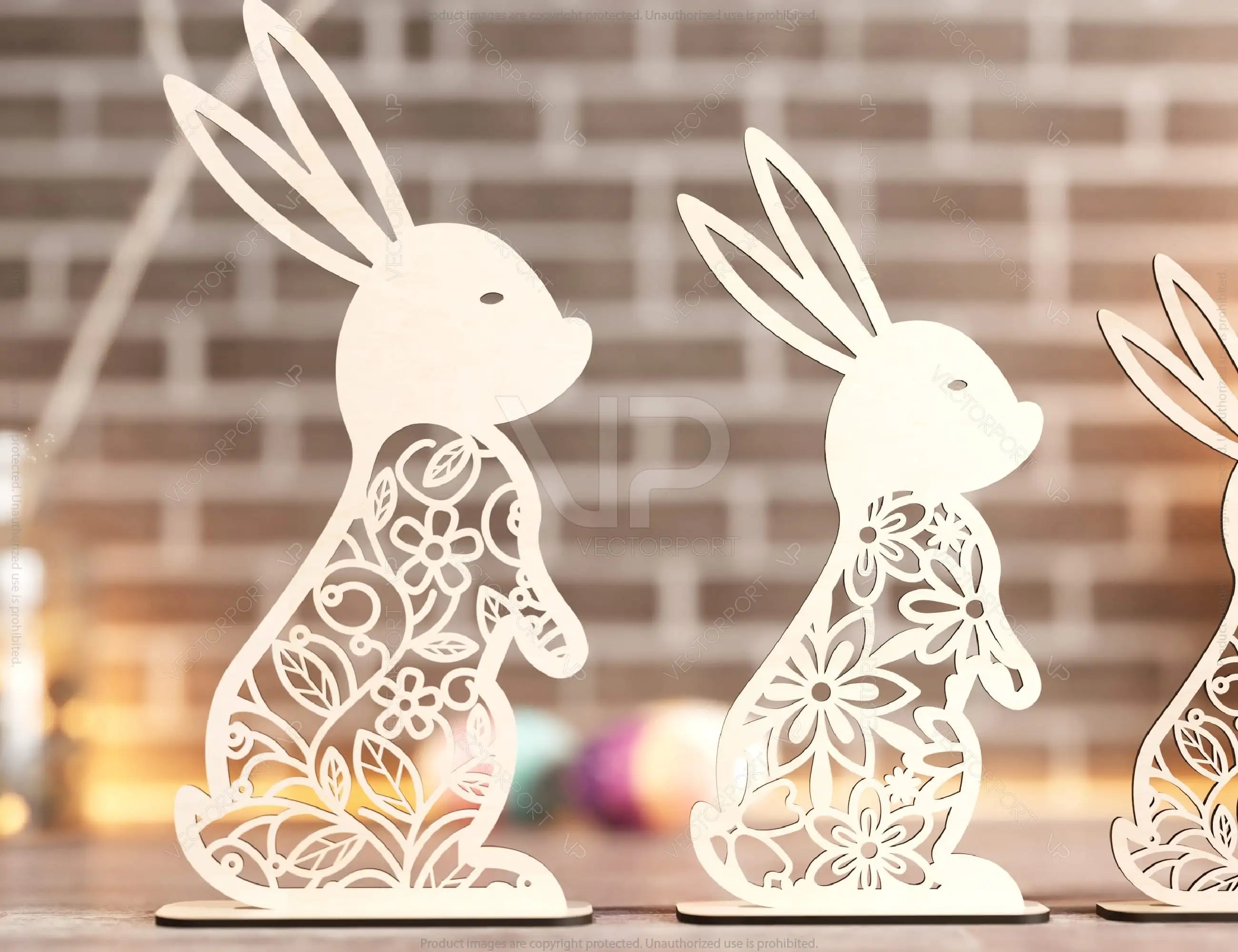 Standing Easter Ornaments Easter Laser Cut Files Bunny SVG bundle Floral rabbit Digital Download |#U193|