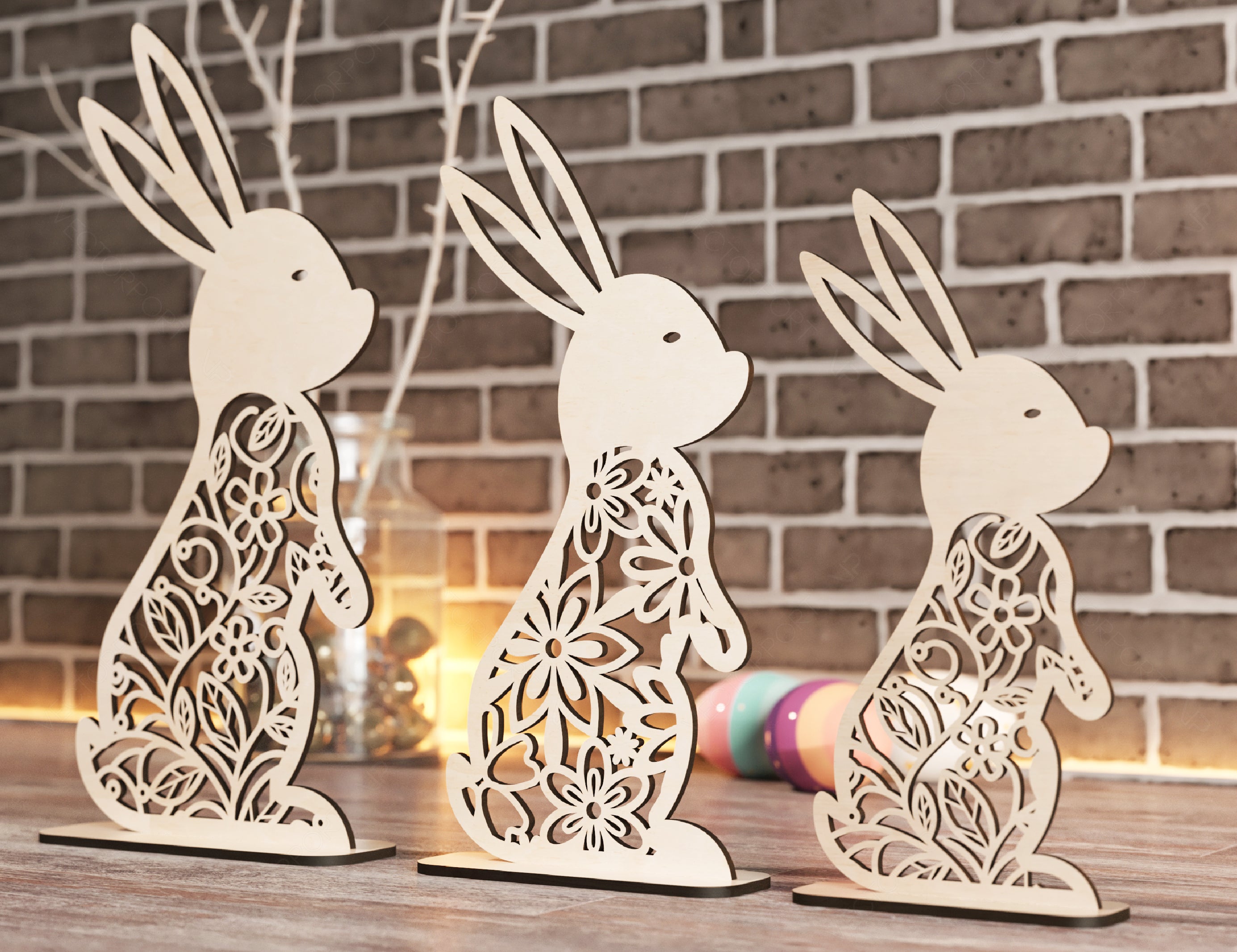 Standing Easter Ornaments Easter Laser Cut Files Bunny SVG bundle Floral rabbit Digital Download |#U193|