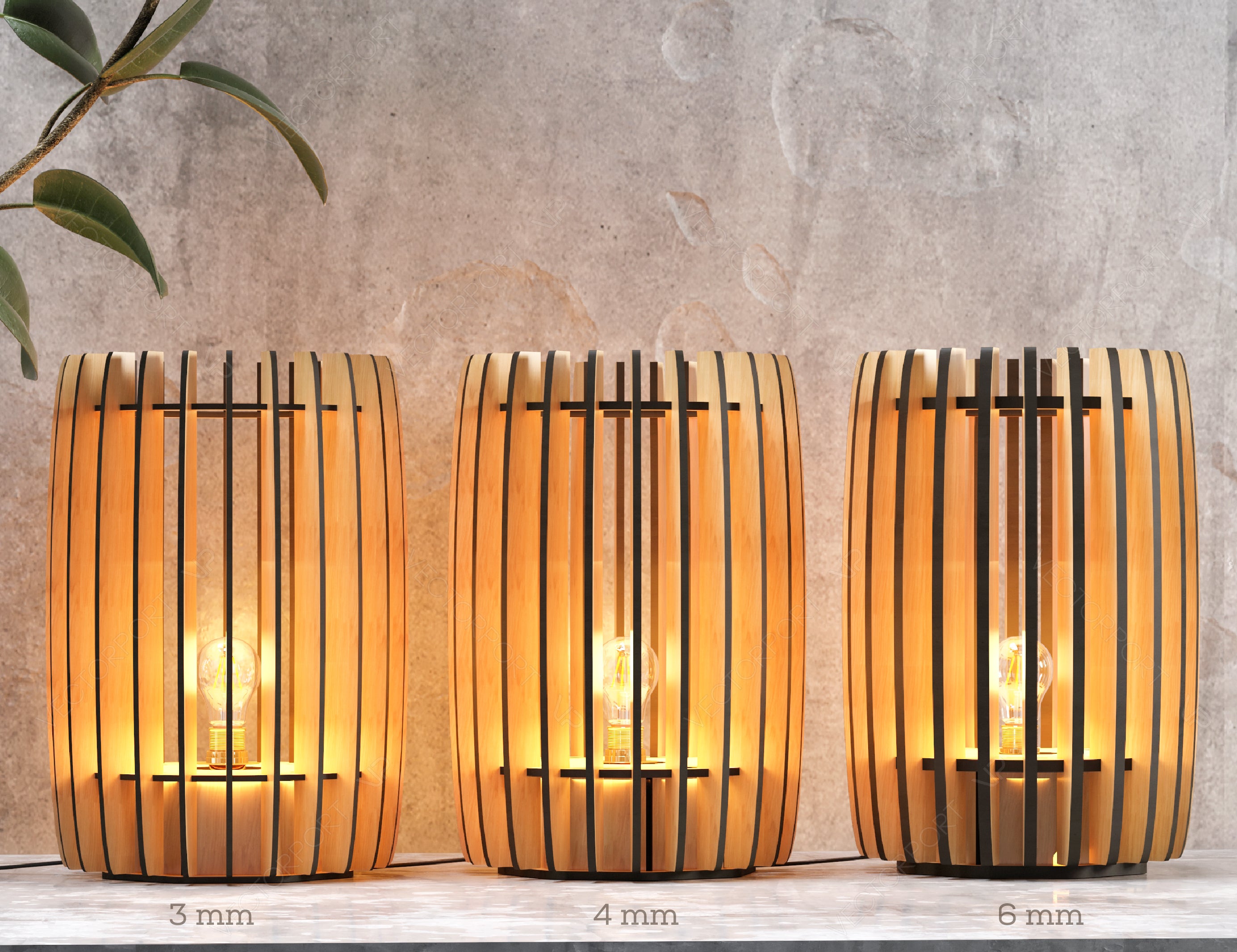 Decorative Modern Cylinder Table Wooden Lamp Laser Cut Desk Lamp Vector plans Digital Download SVG DXF |#198|