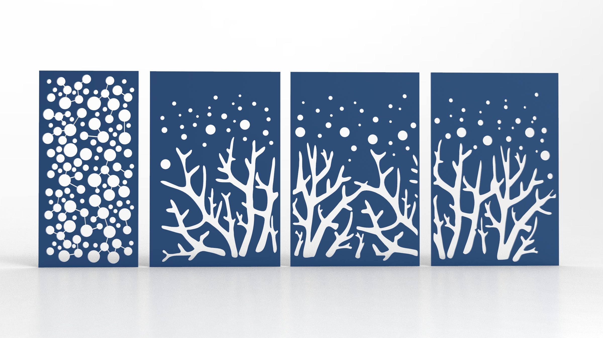 Tree Ornaments for decorative partitions panel screen CNC Laser Cutting File | SVG, DXF, AI |#C002|