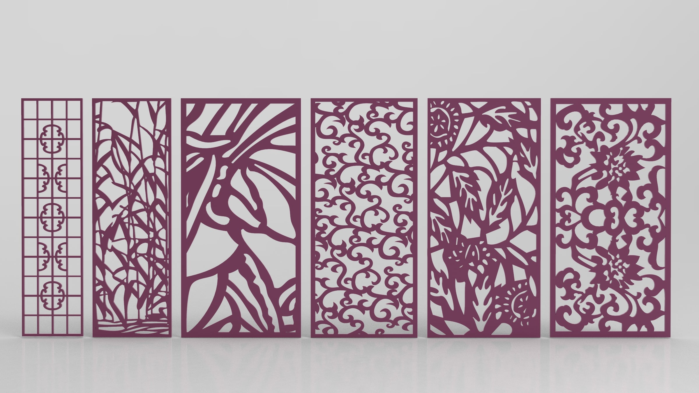 Ornaments for decorative partitions panel screen CNC Laser Cutting File | SVG, DXF, AI |#C020|