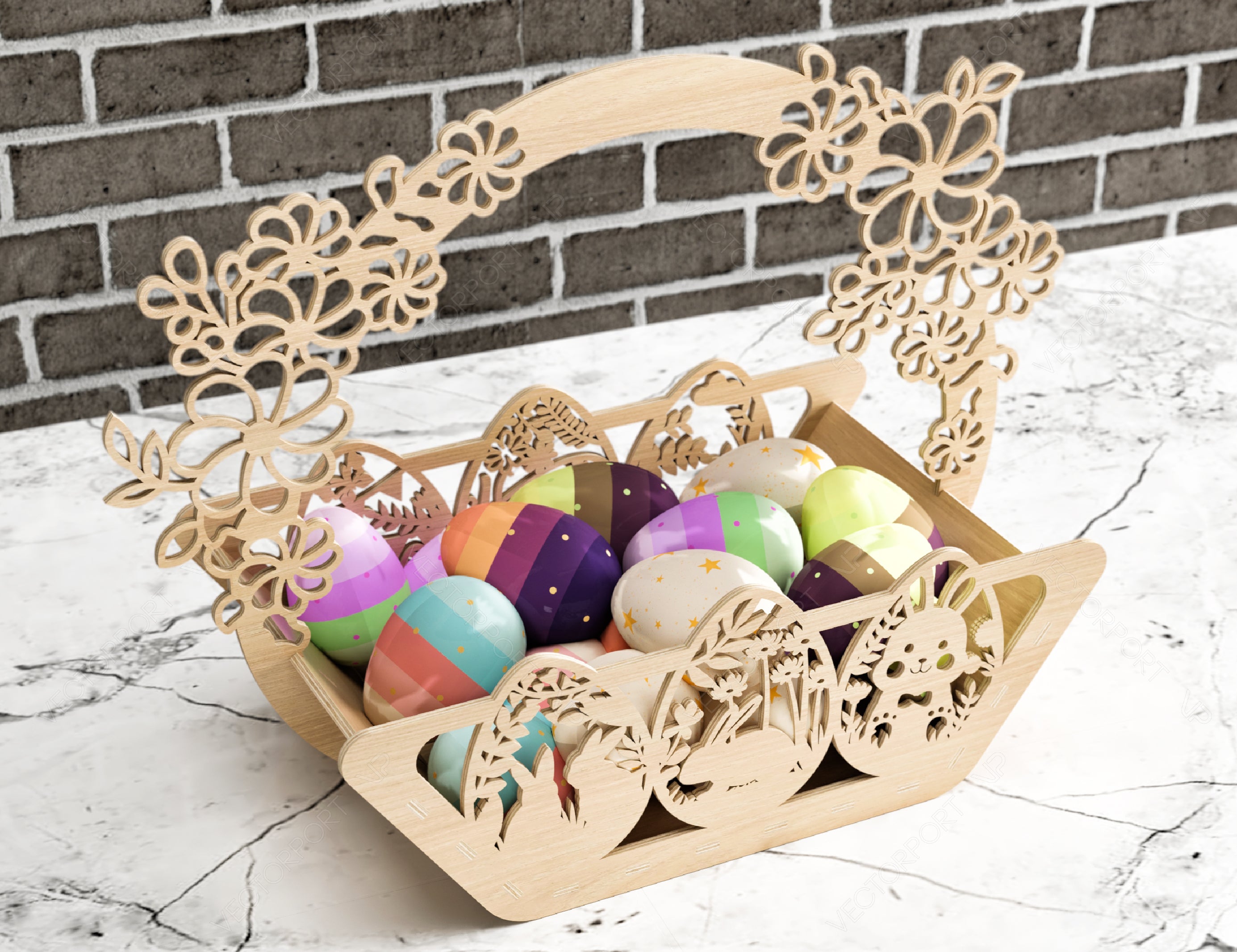 Decorative Laser Cut Wooden Easter Basket Laser cut Egg Bowl SVG files cnc template laser cut Digital Download |#U201|