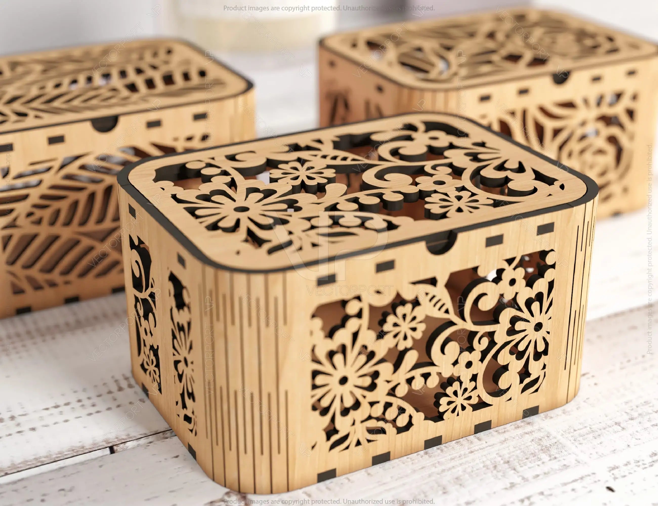 Decorative Wooden box with Flowers & Leaves Pattern laser cut file Jeweler case Wedding Birthday box Mother’s Day Gift Box Digital Download |#201|