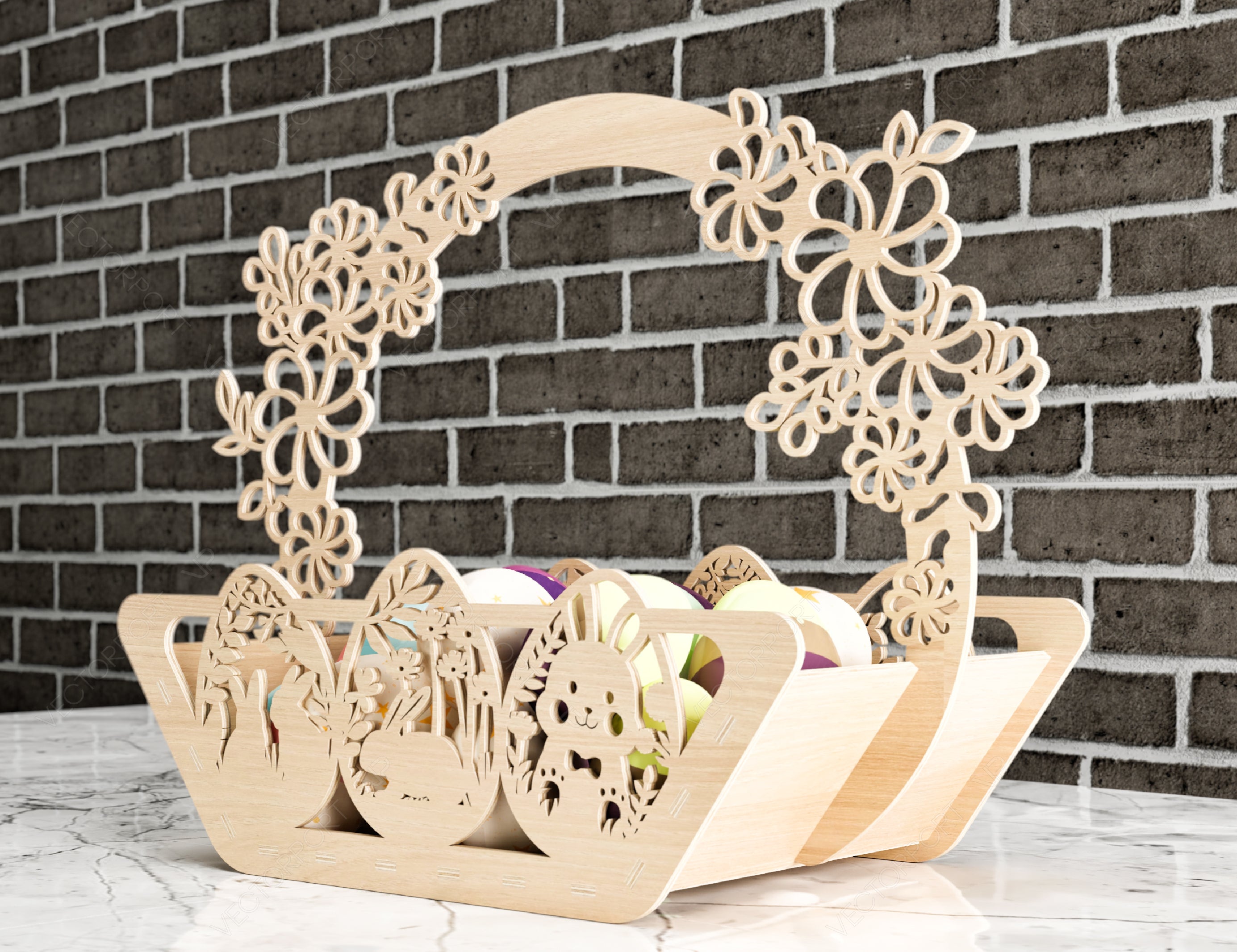Decorative Laser Cut Wooden Easter Basket Laser cut Egg Bowl SVG files cnc template laser cut Digital Download |#U201|