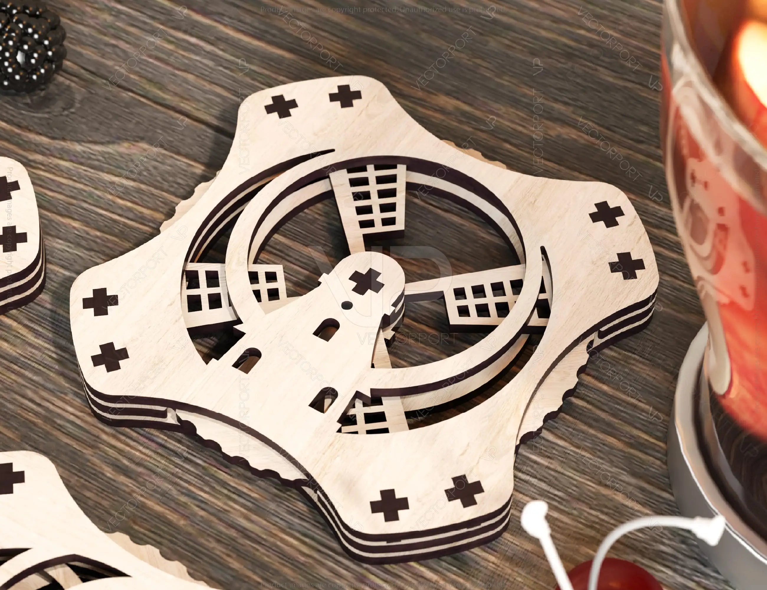 Mechanical Laser Cut Coaster Tea Coffee Cup Mat Pad Placemat Tableware Digital Download |#204|