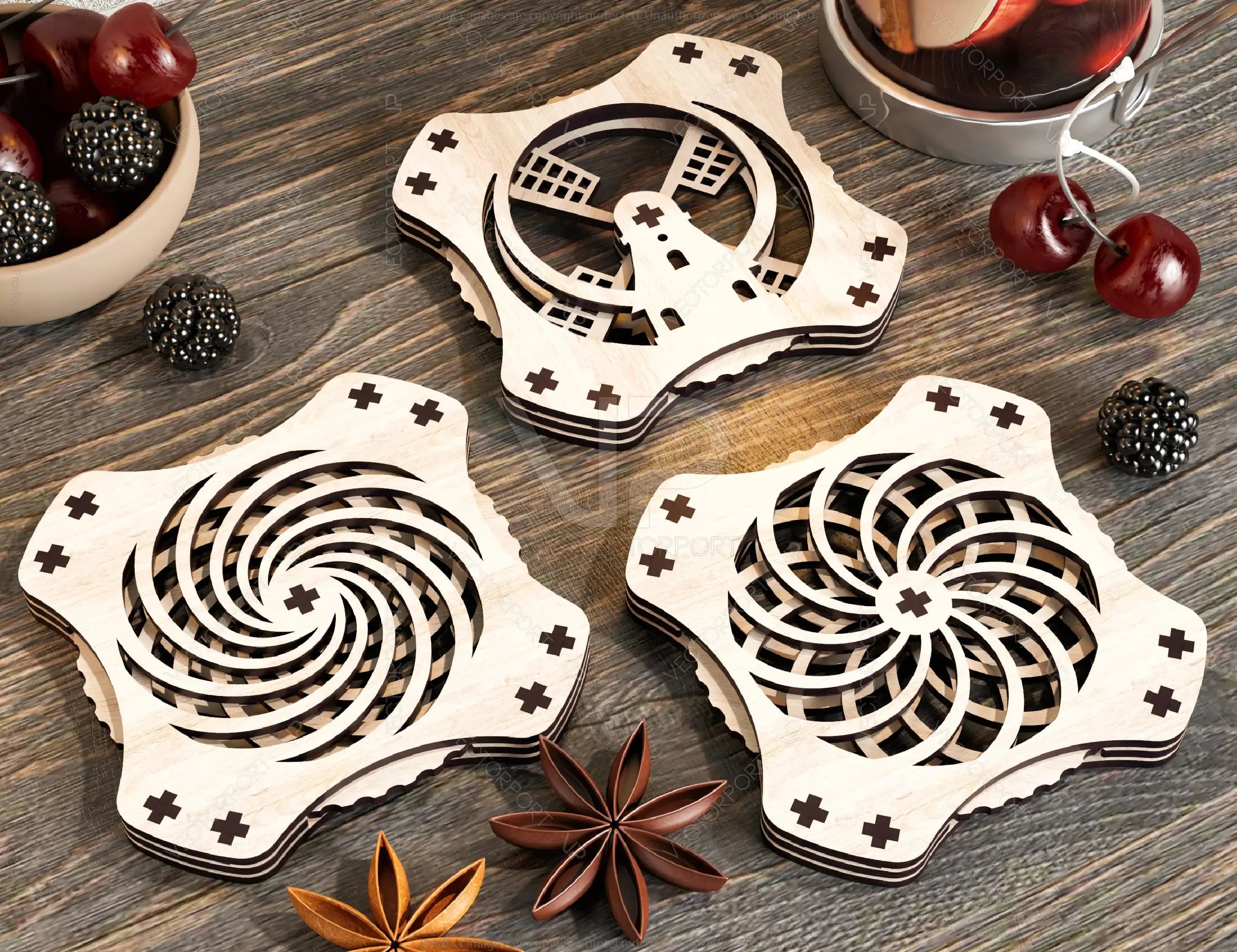 Mechanical Laser Cut Coaster Tea Coffee Cup Mat Pad Placemat Tableware Digital Download |#204|