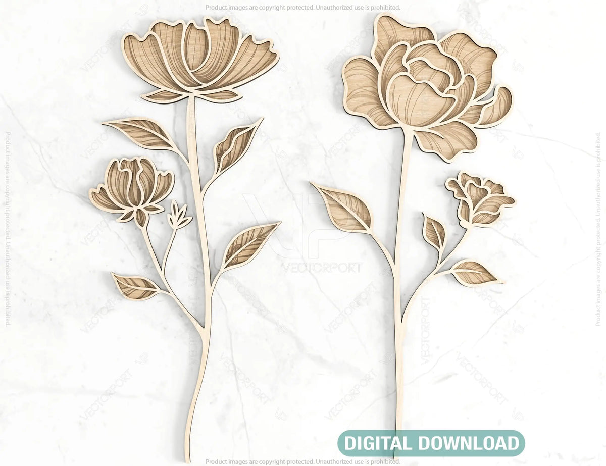 Engraved Flowers for Her, Mother’s day gift, Valentine day gift laser cut SVG plan, Diy gift Digital Download |#U205|