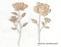 Engraved Flowers for Her, Mother’s day gift, Valentine day gift laser cut SVG plan, Diy gift Digital Download |#U205|