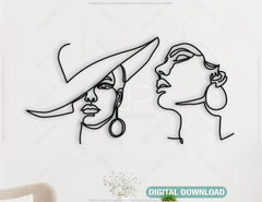 Hand Drawn one line Woman Art Portrait Laser cut Wall Decor SVG plan Digital Download |#U206|