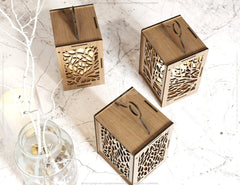 Wooden Hanging Decoration Lantern Laser Cut Night Light Lampshade Table Candle Holder SVG |#U209|