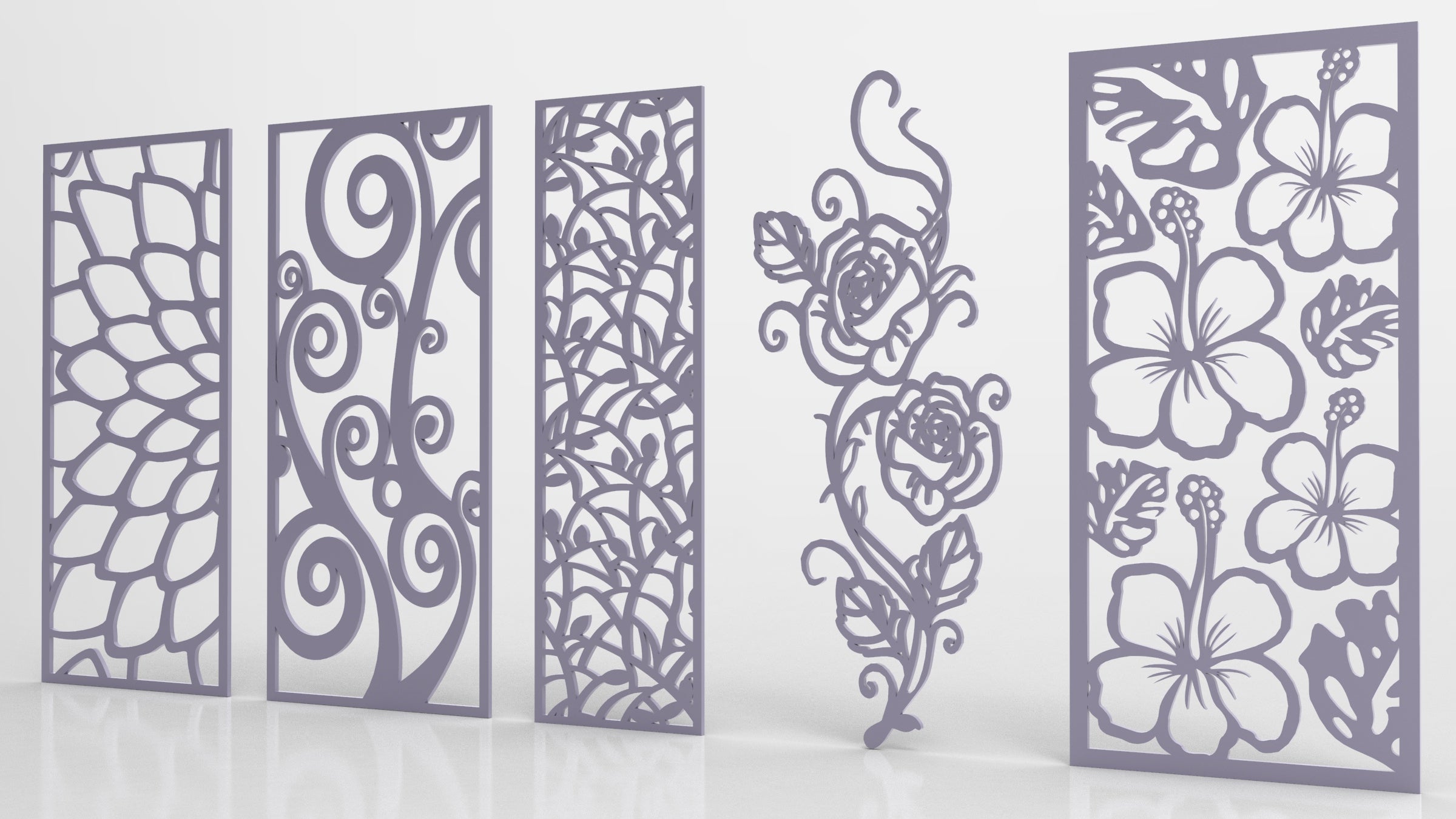 Ornaments for decorative partitions panel screen CNC Laser Cutting File | SVG, DXF, AI |#C021|