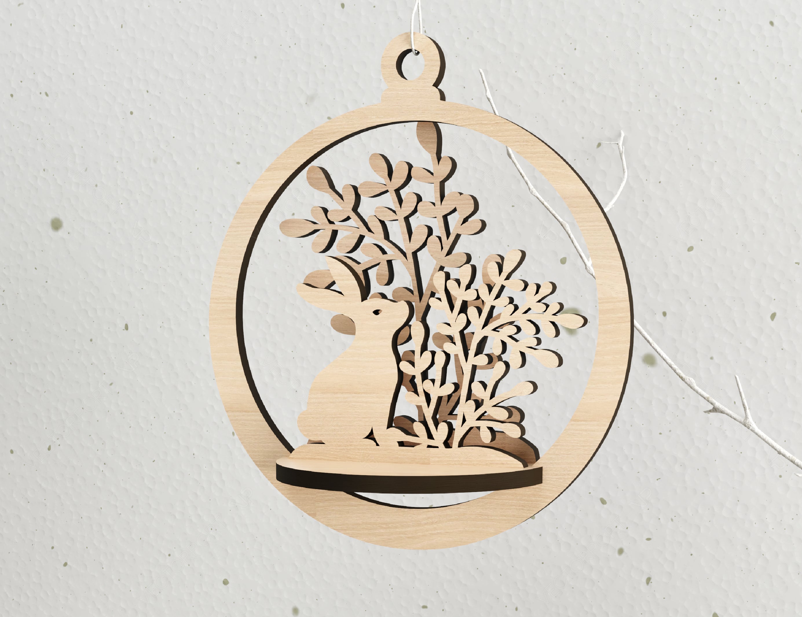 Bauble Wood 3D Laser Cut Easter Ornament Round Design set Hanging Bunny Decorations SVG Digital Download |#U211|