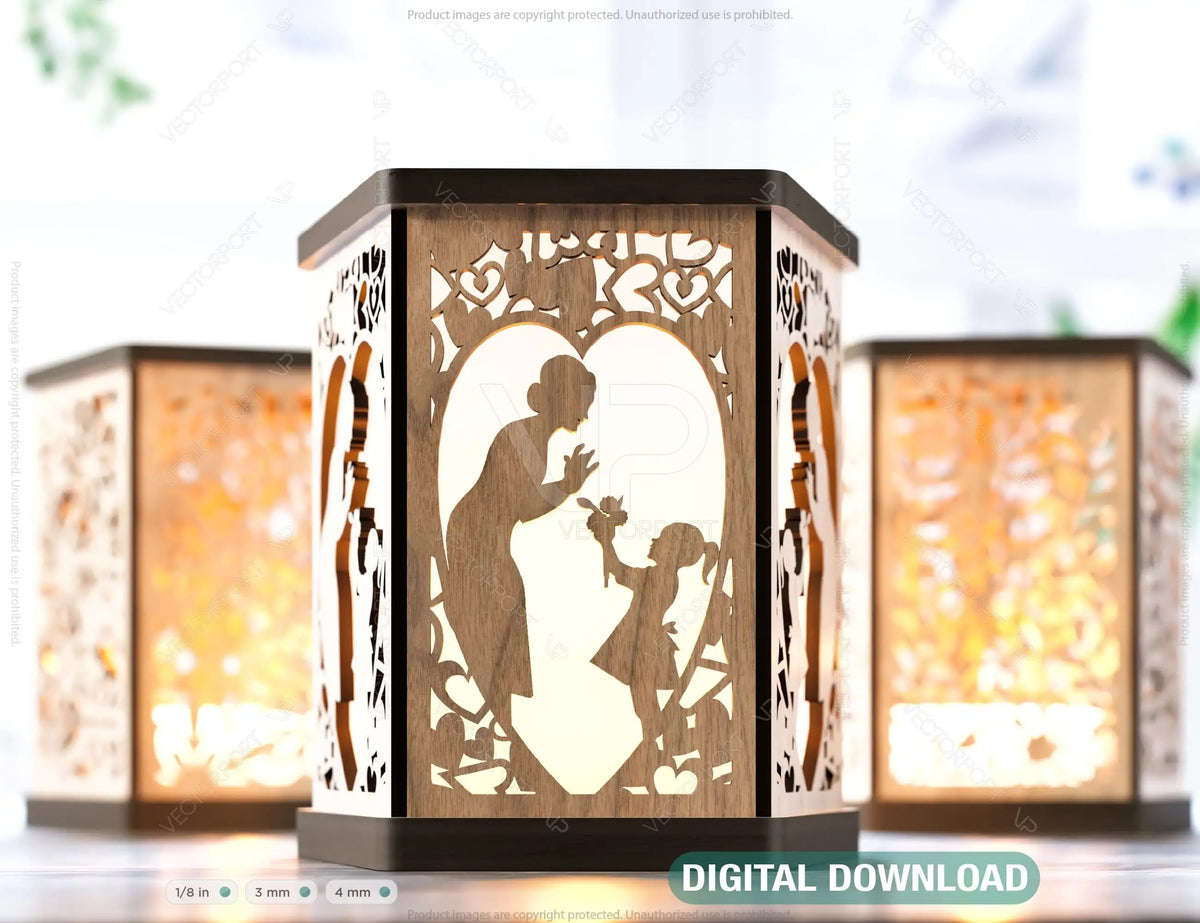 Mother’s Day Candle Holder Laser Cut Lamp plywood Tea light Lantern Votive Gift  Wooden table Lamp Lantern Digital Download SVG |#U212|