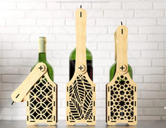 Wine box holder 2 pattern design for laser cut, Wine case Father’s Day Gift Bottle Holder SVG Digital Download |#212|