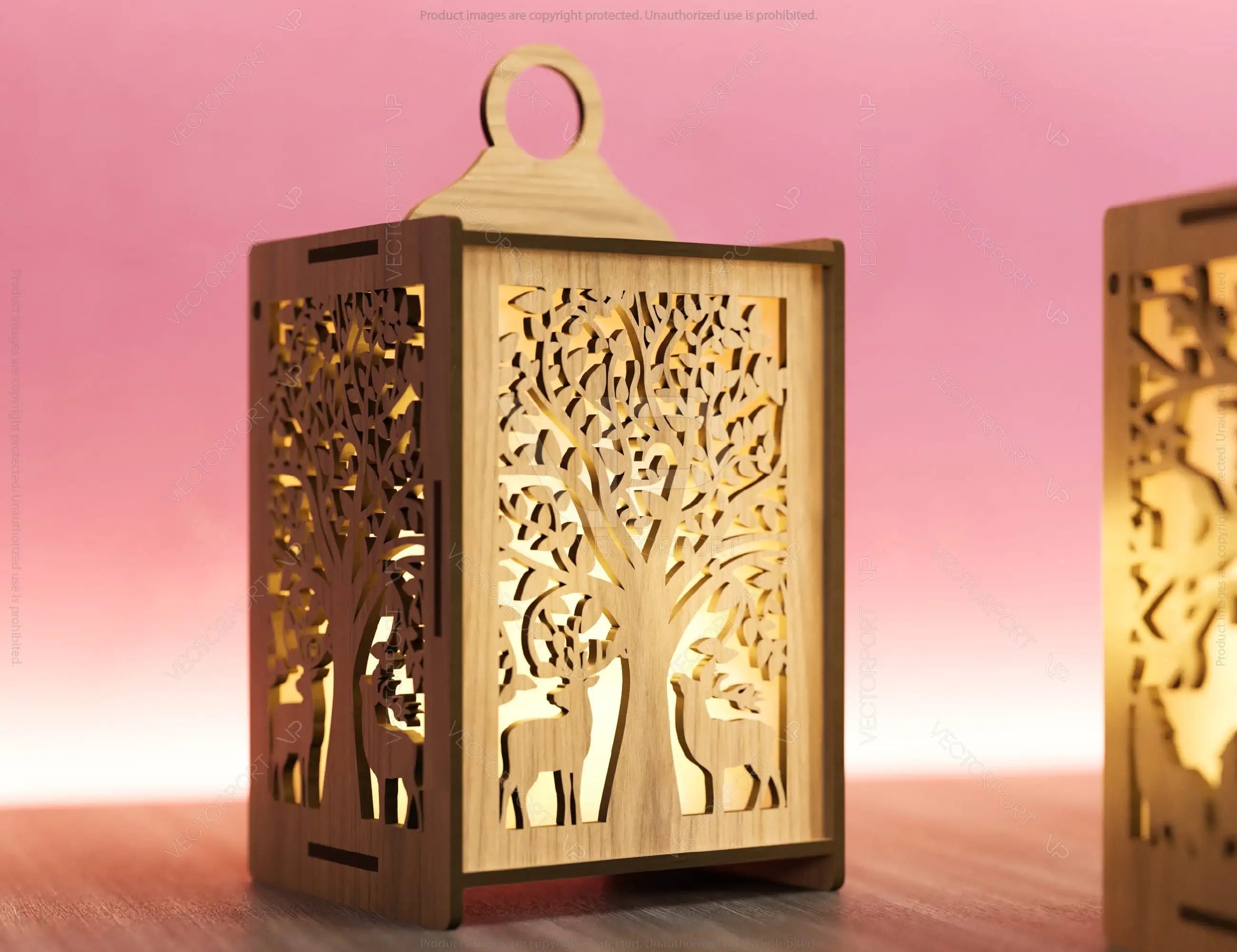 Candle Holder Laser Cut Tree & Animals Lamp wood Tea light Lantern Votive Gift Digital Download |#U213|