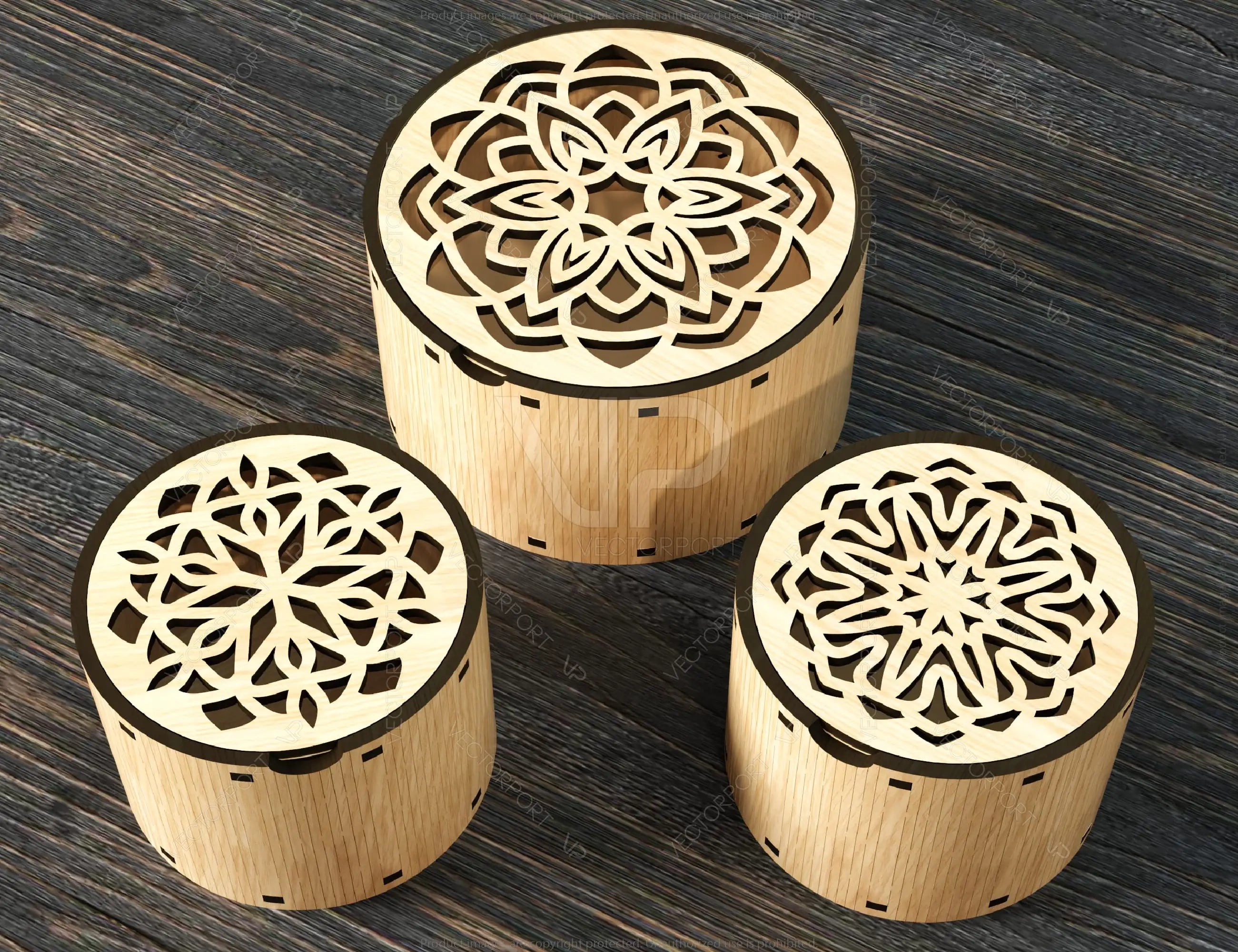 Round Decorative Wooden Gift box laser cut Jeweler Case Wedding Love Digital Download |#213|