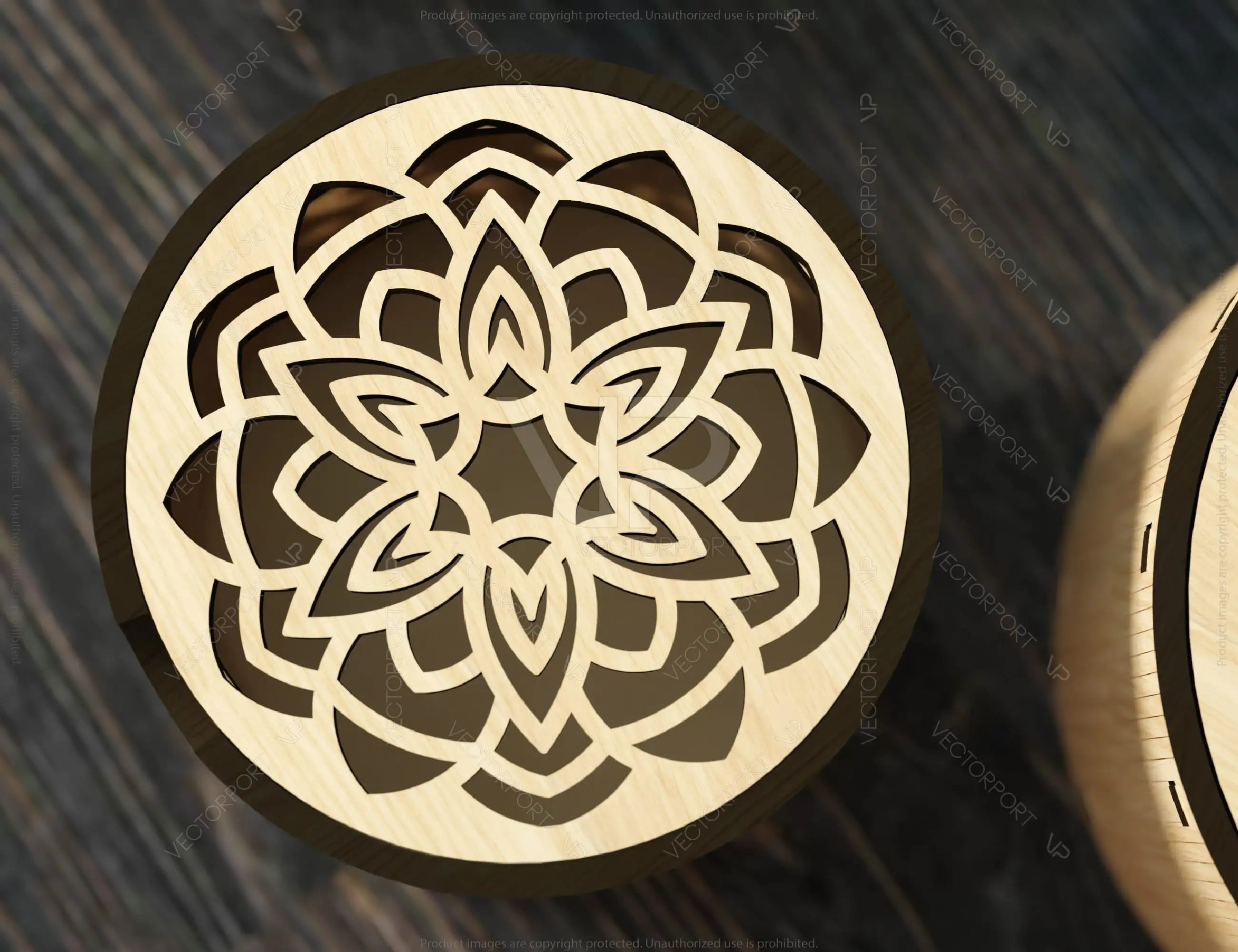Round Decorative Wooden Gift box laser cut Jeweler Case Wedding Love Digital Download |#213|