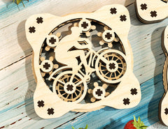 Coaster Mechanical Laser Bike Tractor Fan Theme Shape Tea Coffee Cup Mat Pad Placemat Tableware Digital Download |#214|