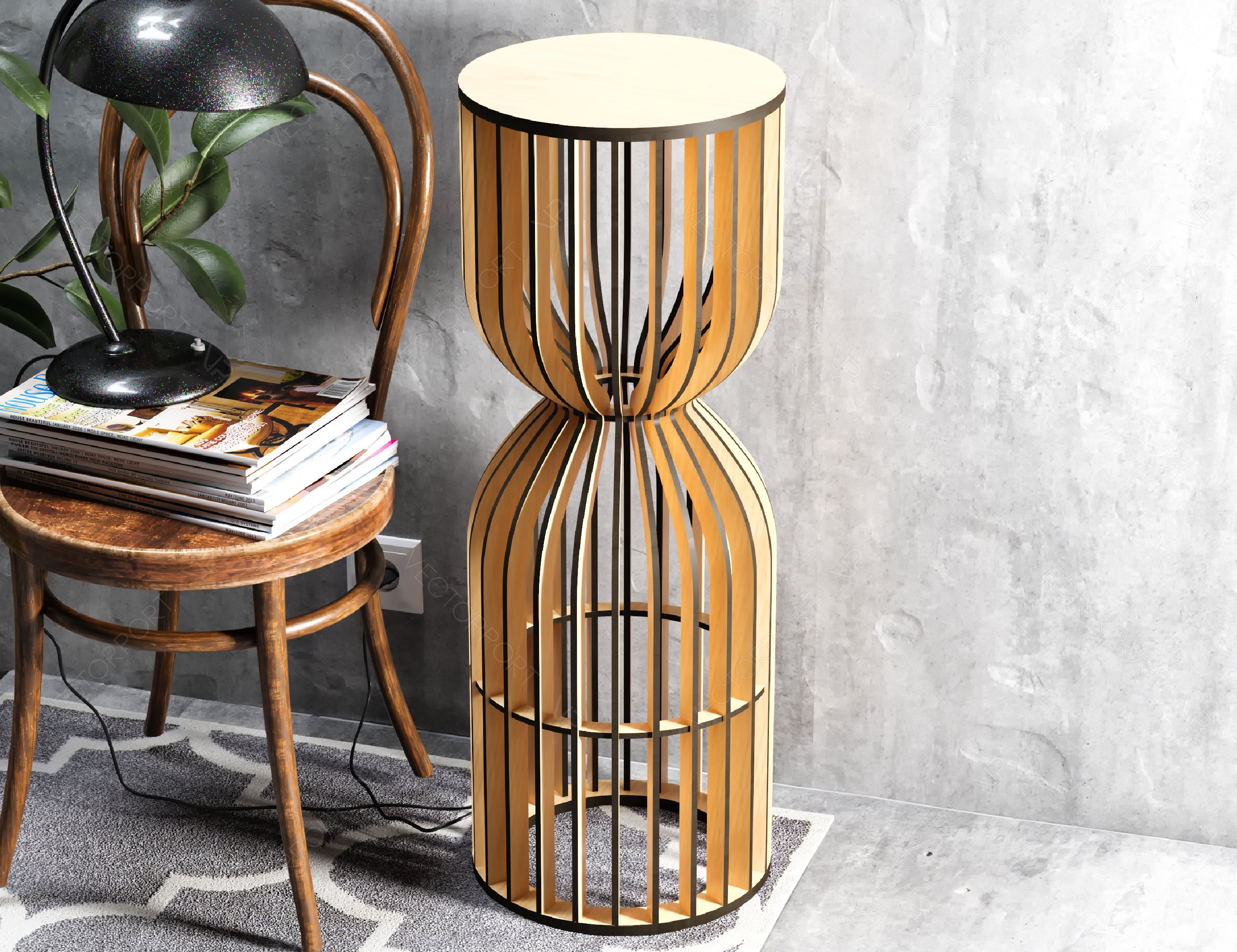Elegant Modern Laser Cut Cylinder Coffee Table  Digital Download |#U215|