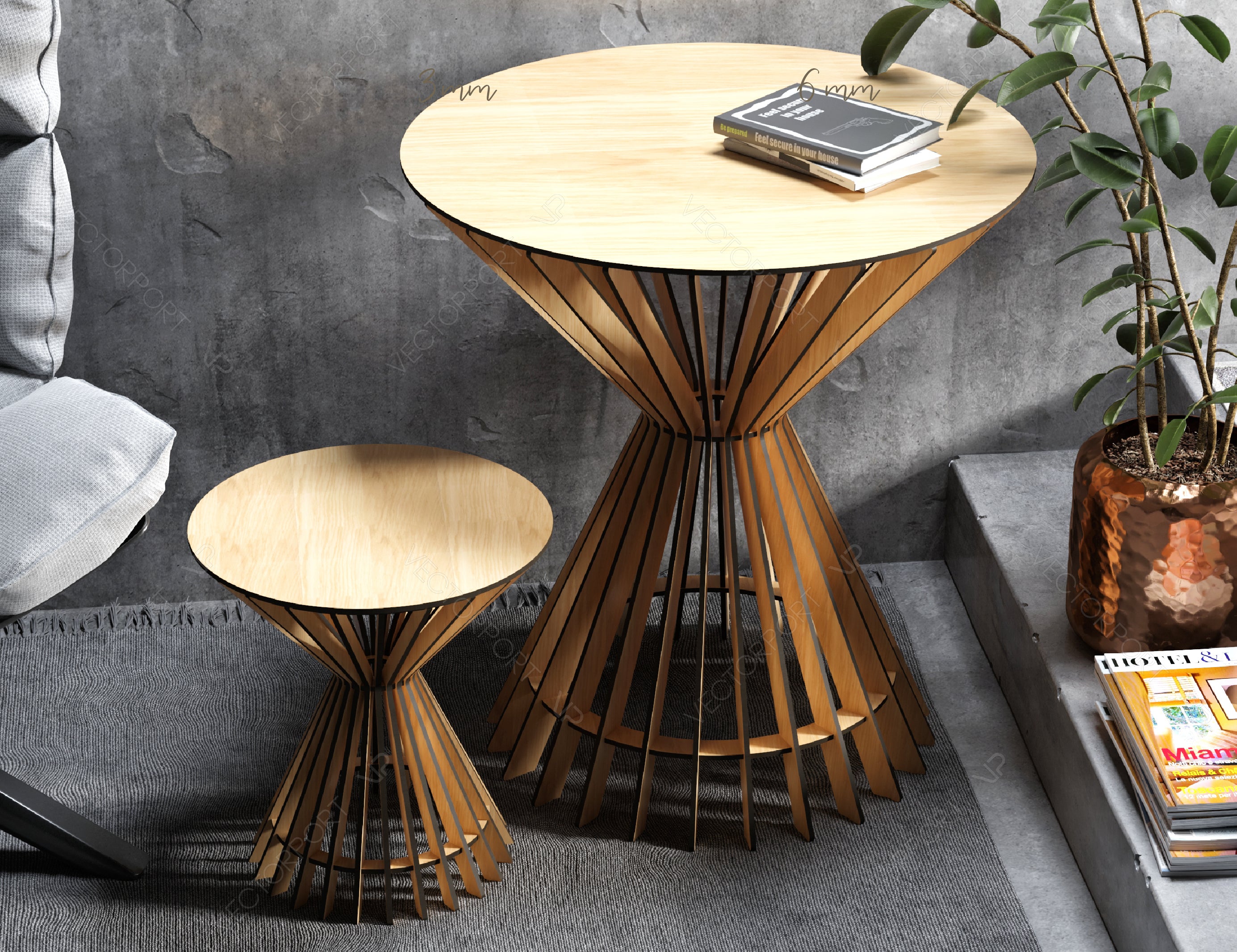 Elegant Modern Wooden Coffee Table in two different sizes Laser Cut Digital Download |#U216|