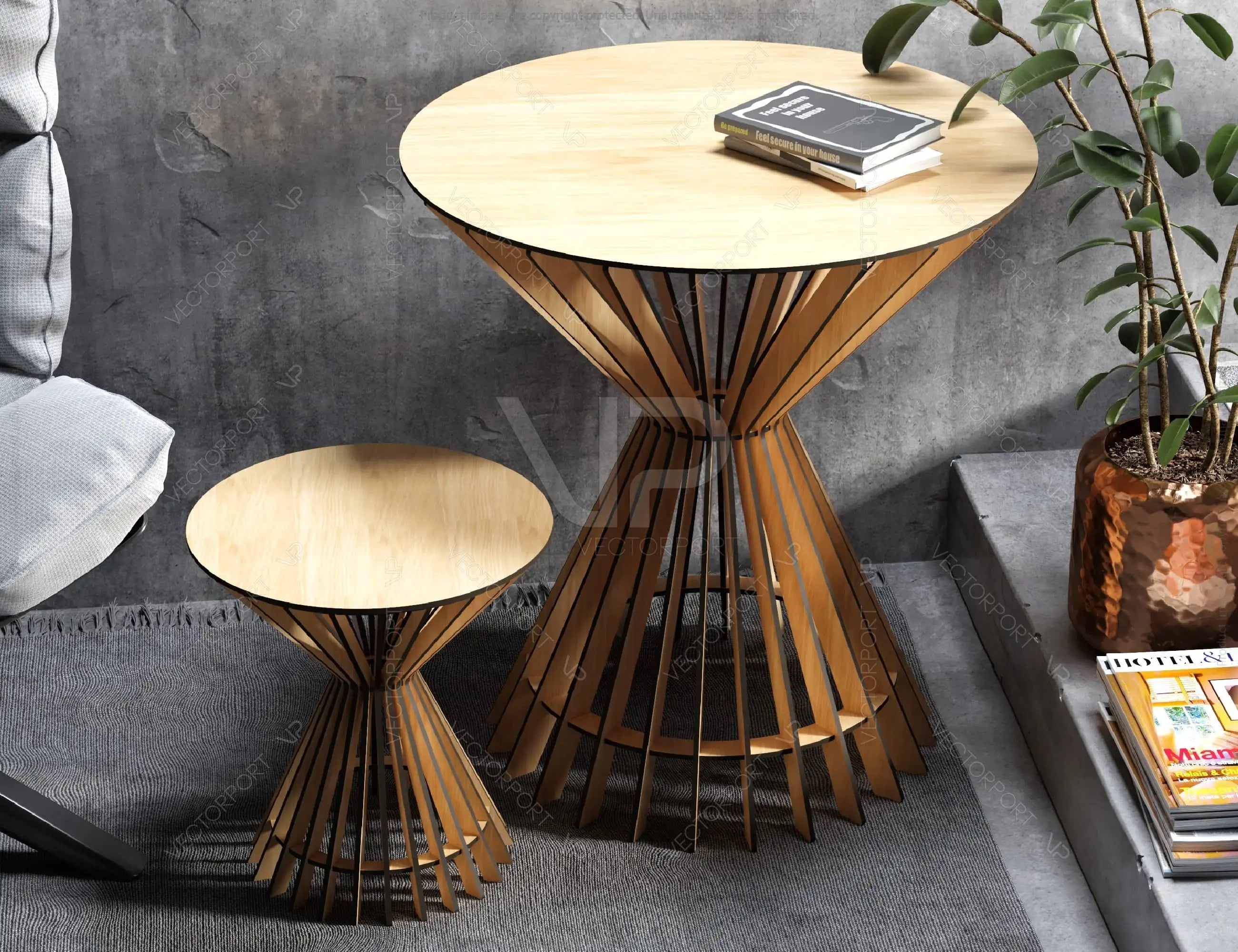 Elegant Modern Wooden Coffee Table in two different sizes Laser Cut Digital Download |#U216|
