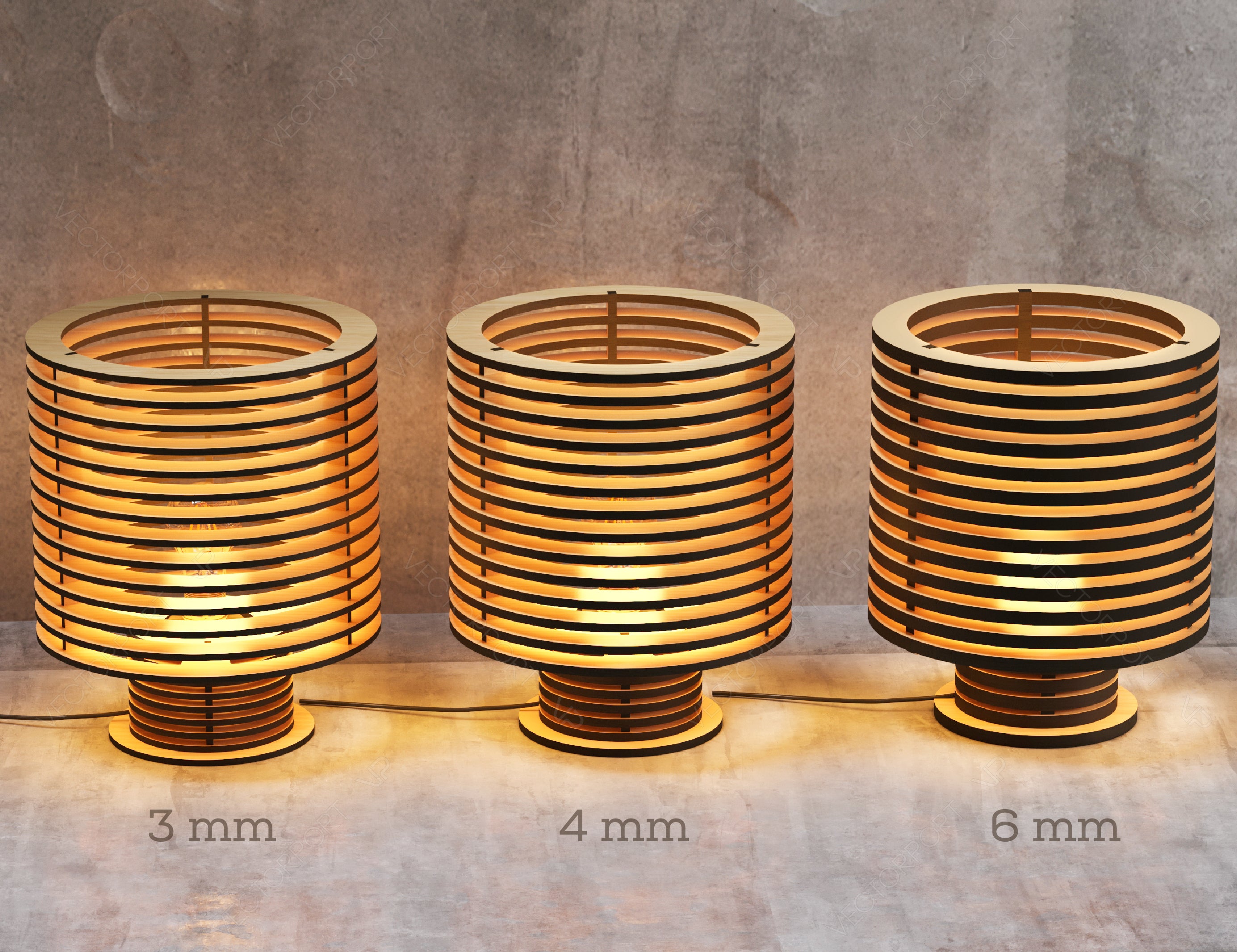 Decorative Modern Cylinder Table Wooden Lamp Laser Cut Desk Lamp Vector plans Digital Download SVG DXF |#U217|