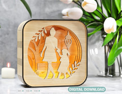 Mother’s Day Gift Wooden Led Night Lamp Mom & Daughter Scene Multilayer Shadowbox Laser Cut Lampshade Table Lamp Digital Download |#U218|
