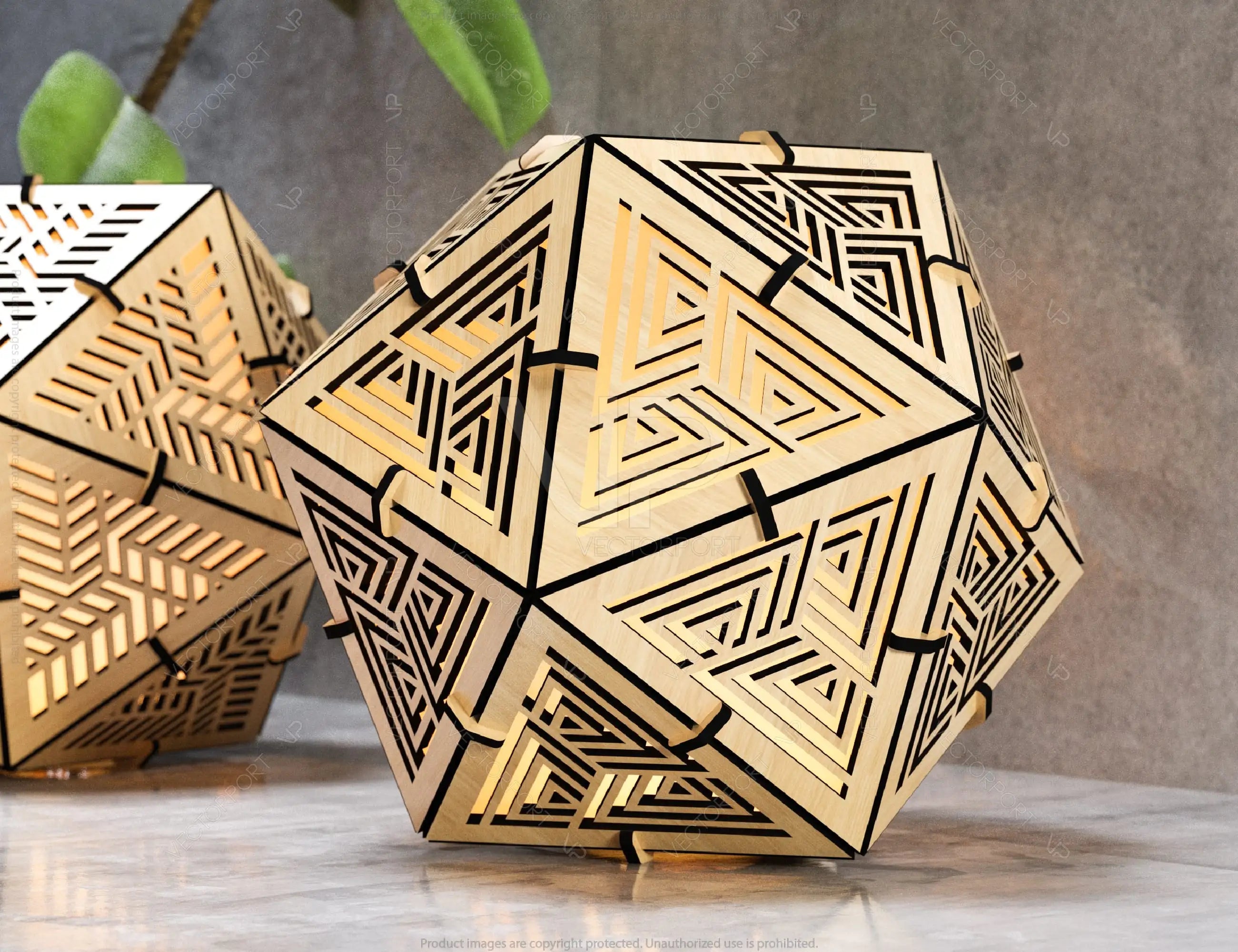 Icosahedron 3 Different Pattern wood triangle shadow lamp Tea Lantern Candle Holder Digital Download SVG |#218|