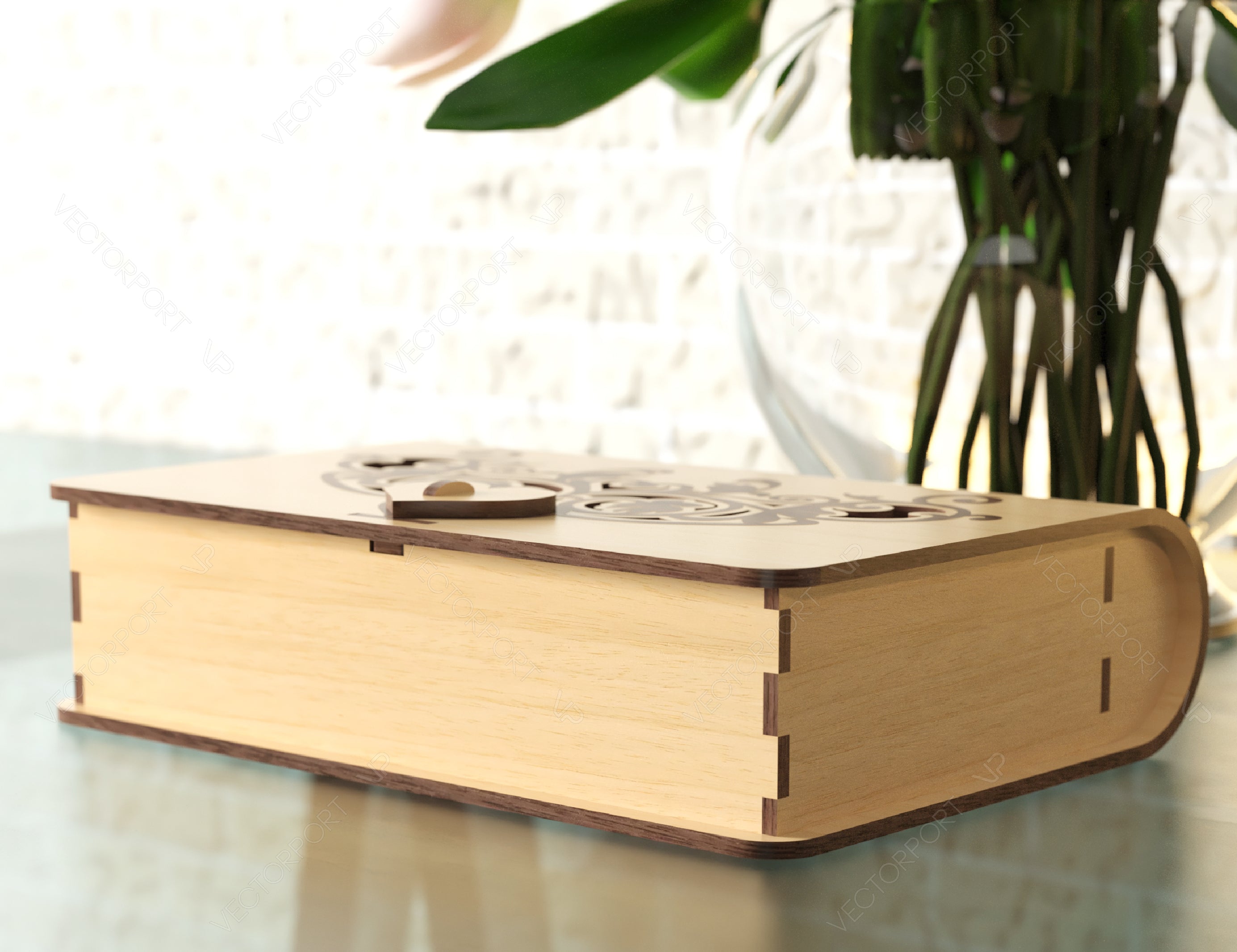 Book Shape Wooden Gift Box with lock Laser cut Card Case Favor Box Wooden Bag Purse Digital Downloads | SVG |#219|