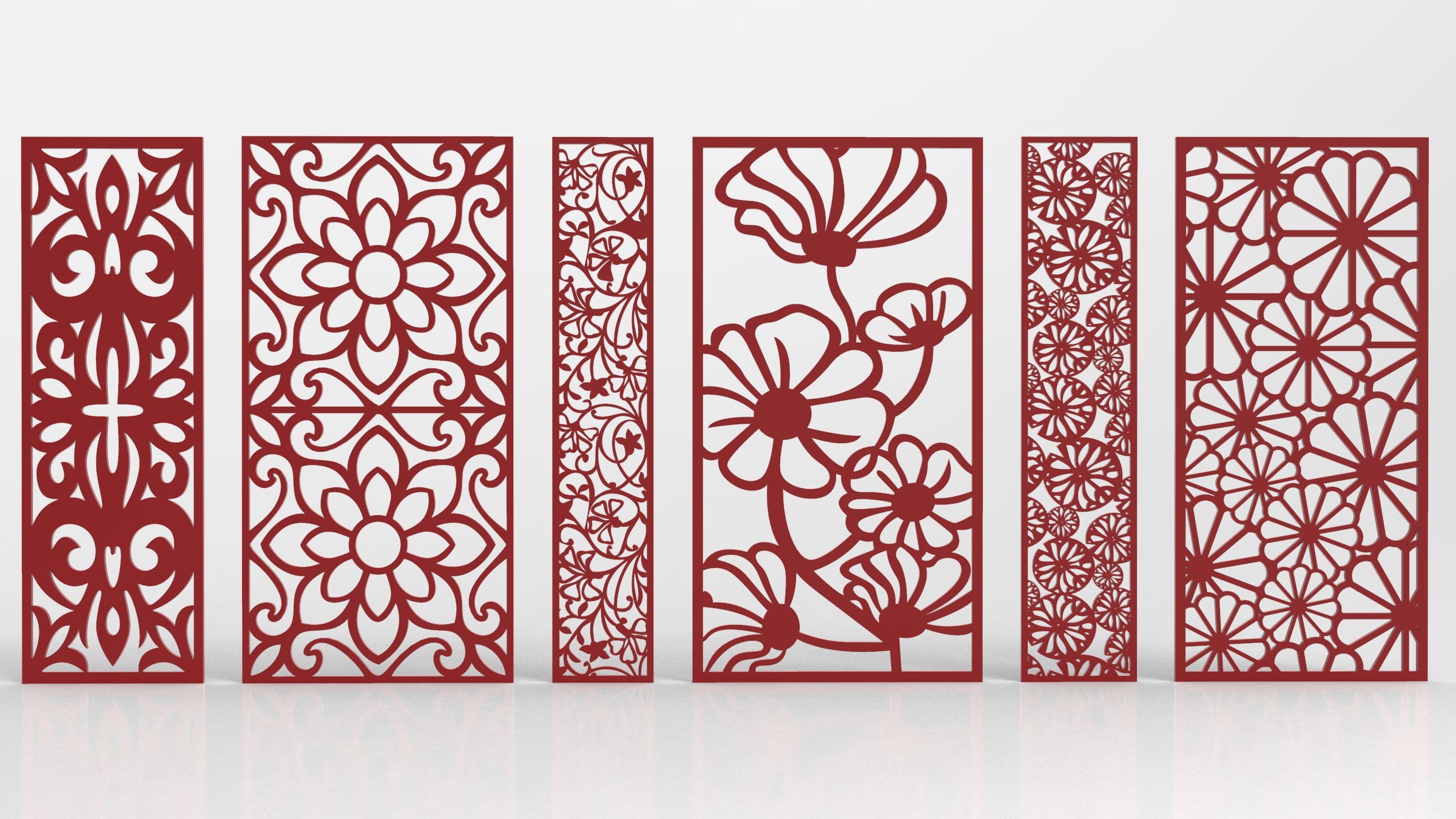 Ornaments for decorative partitions panel screen CNC Laser Cutting File | SVG, DXF, AI |#C022|