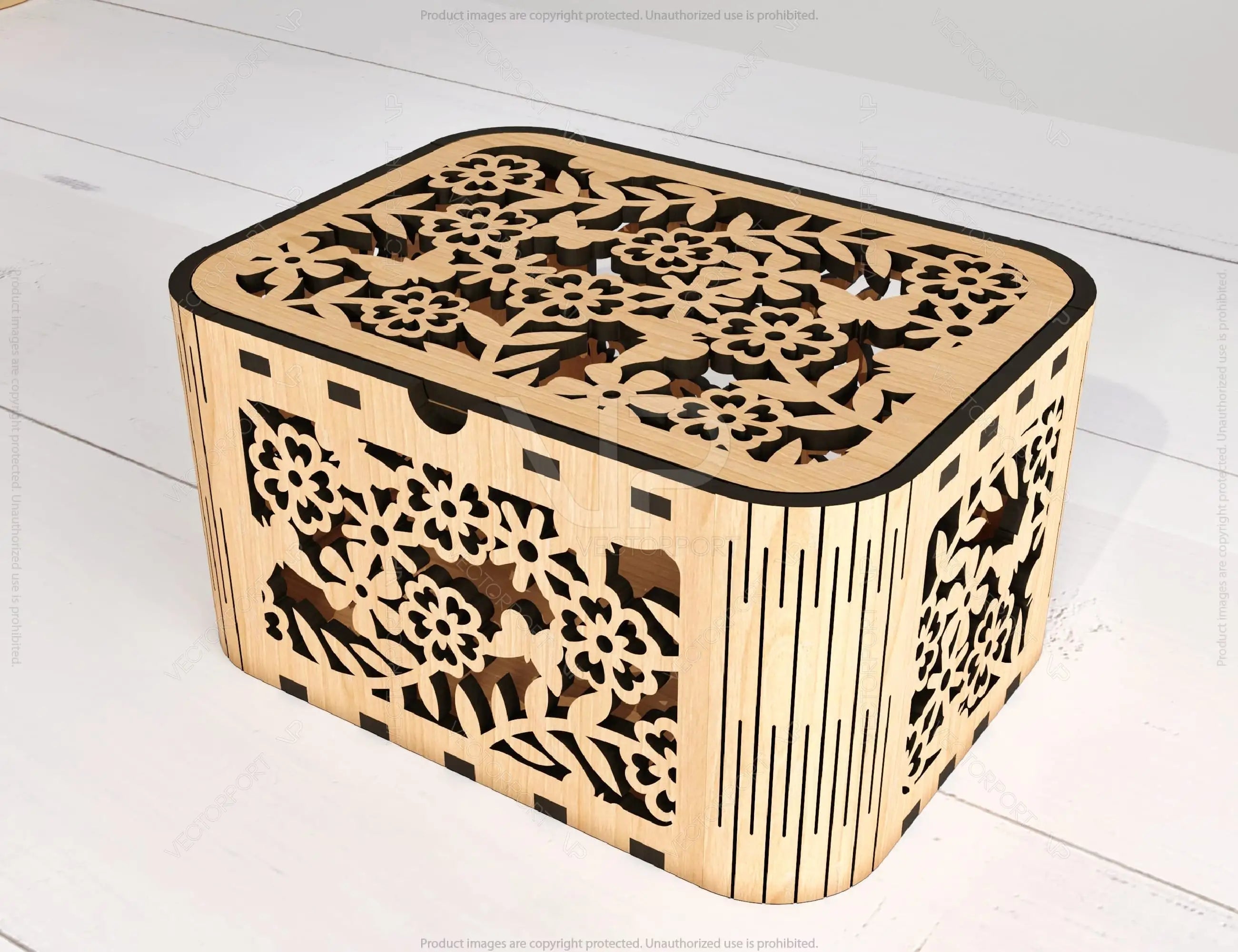 Decorative Wooden box with Flowers & Heart Pattern laser cut file Jeweler case Wedding Birthday box Mother’s Day Gift Box Digital Download |#U220|