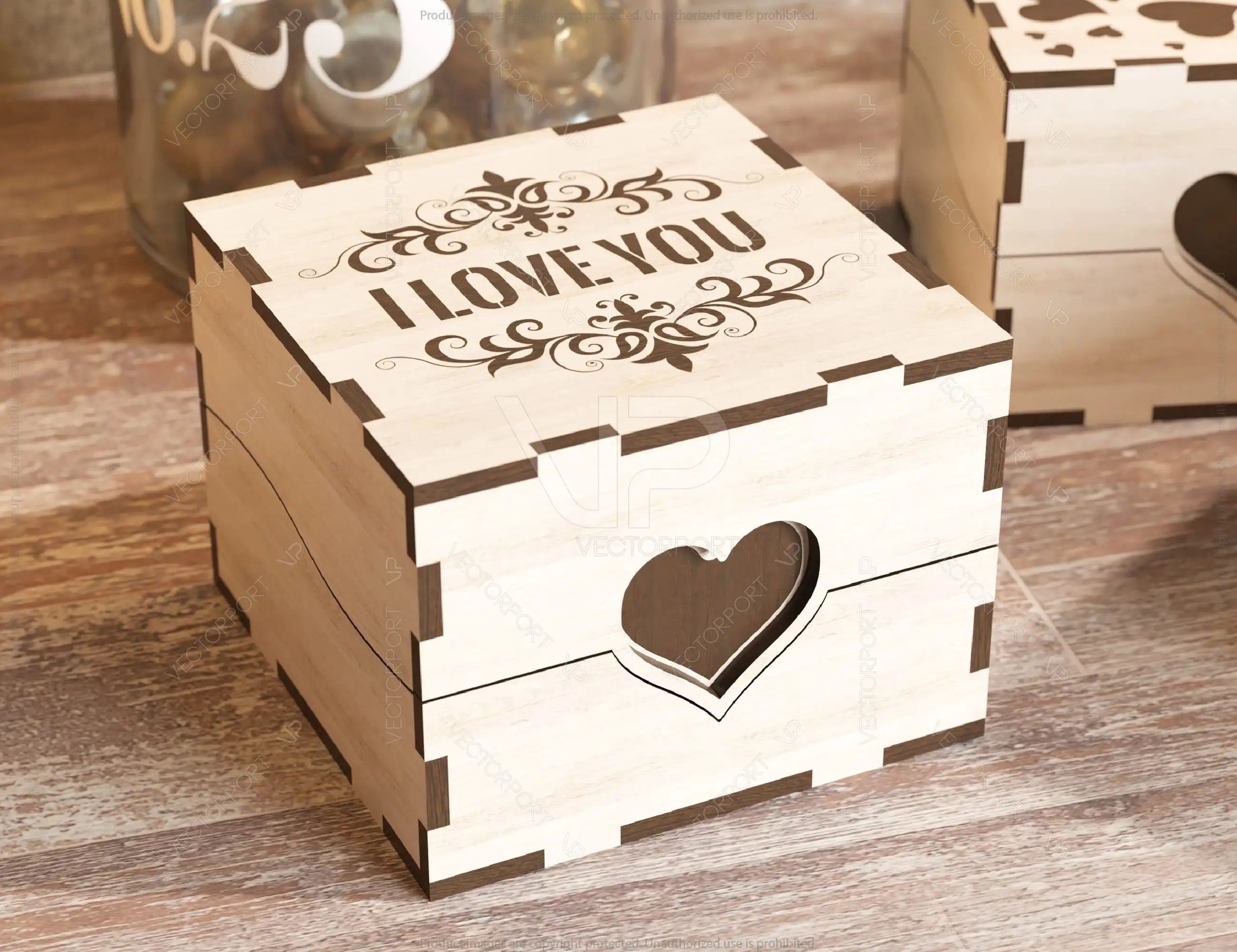 Ring Box Heart Pattern Decorative Wooden Gift box laser cut Jeweler case Wedding Birthday Valentine Gift Box Digital Download |#U221|